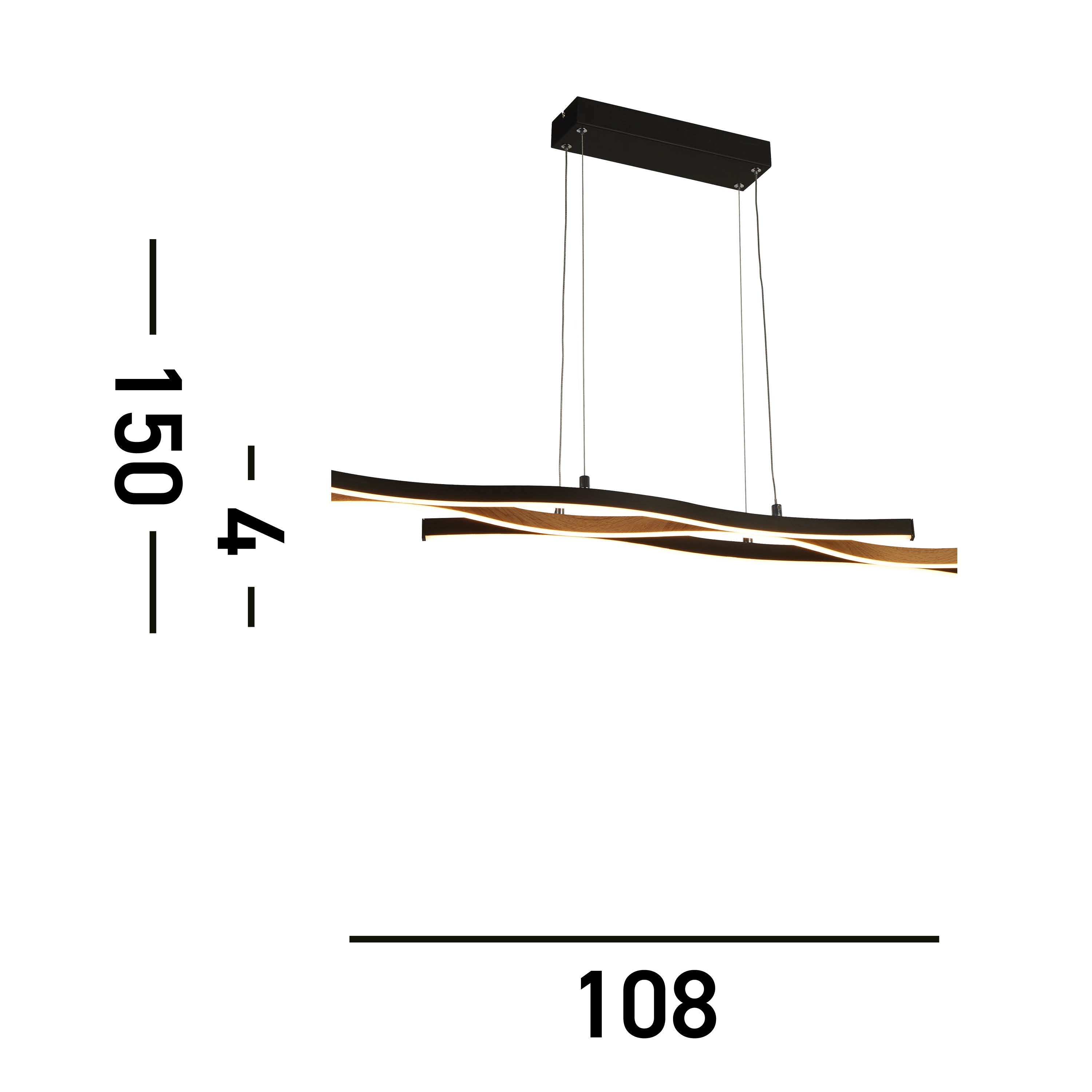 Searchlight Bloom Pendant - Black Metal & Wood Effect