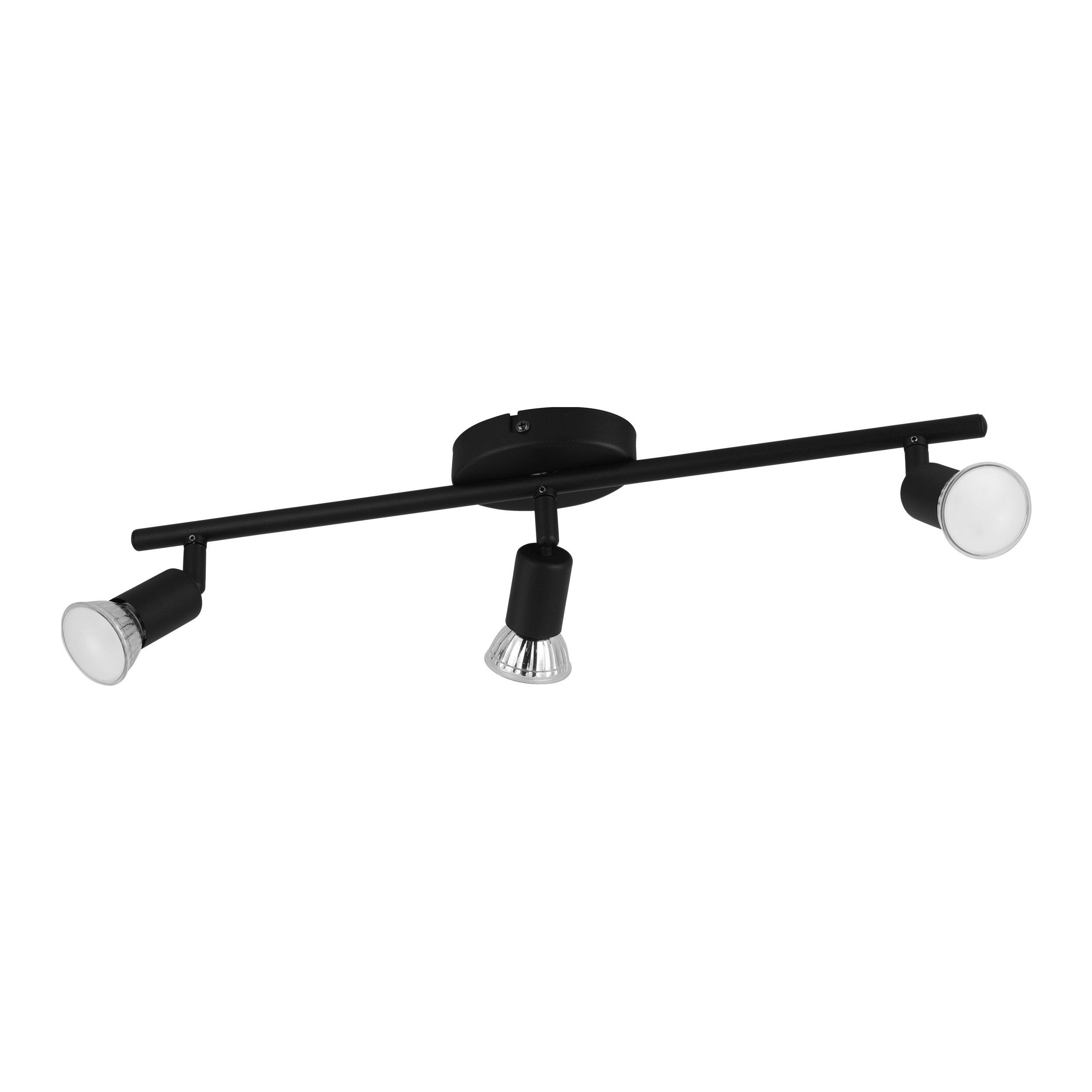 eglo buzz led black 3 light bar spotlight living room image