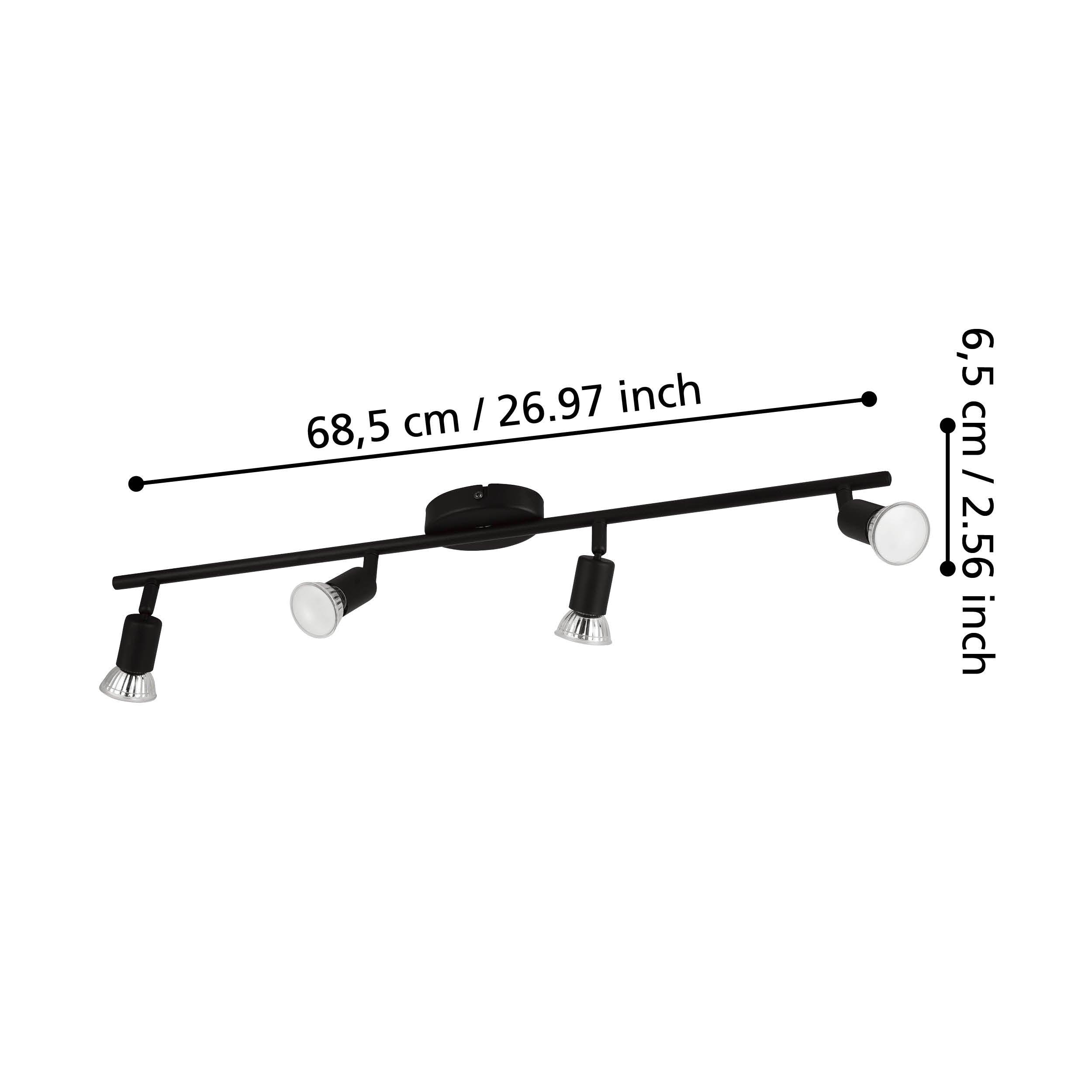 eglo buzz led black 4 light bar spotlight living room image