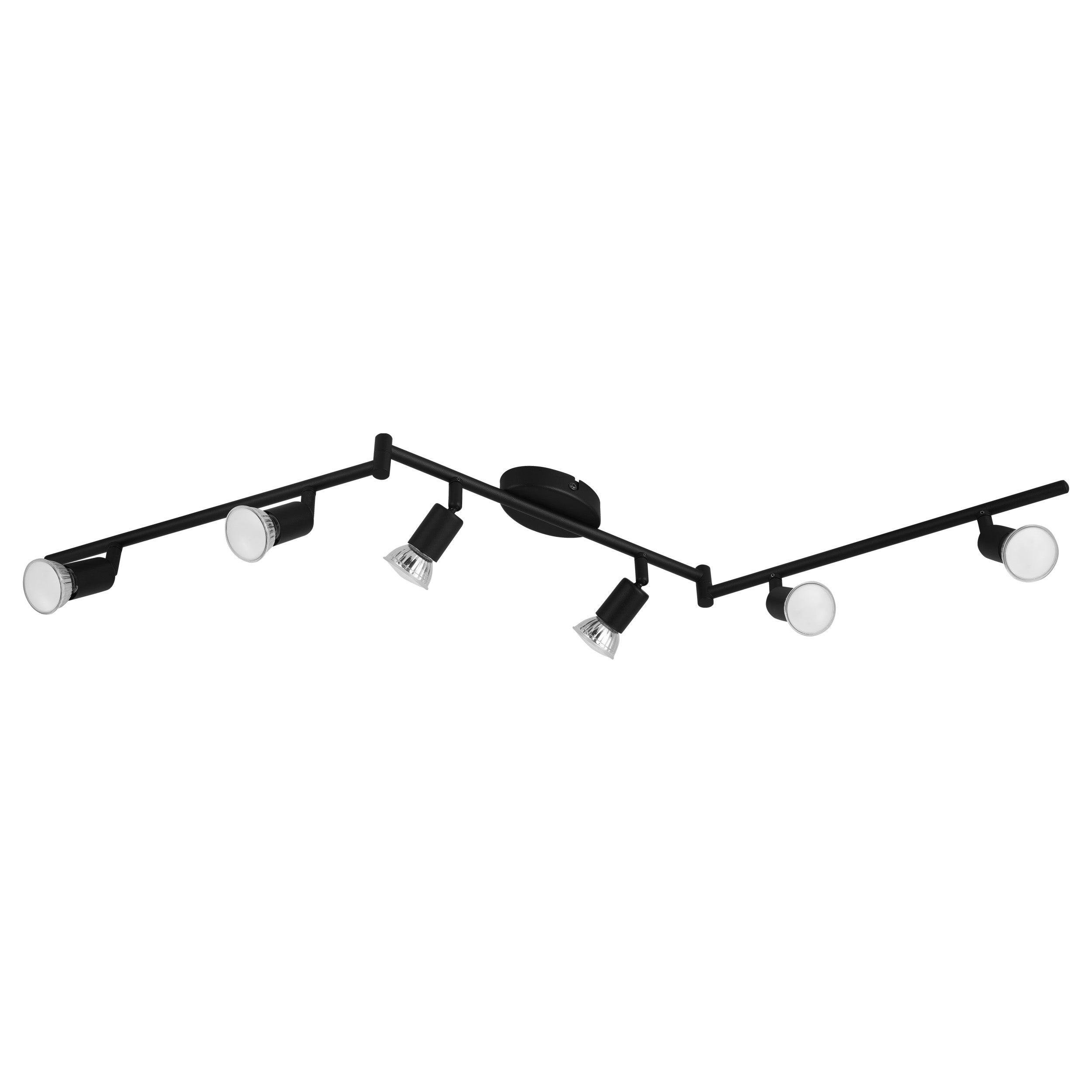 eglo buzz led black 6 light bar spotlight living room image