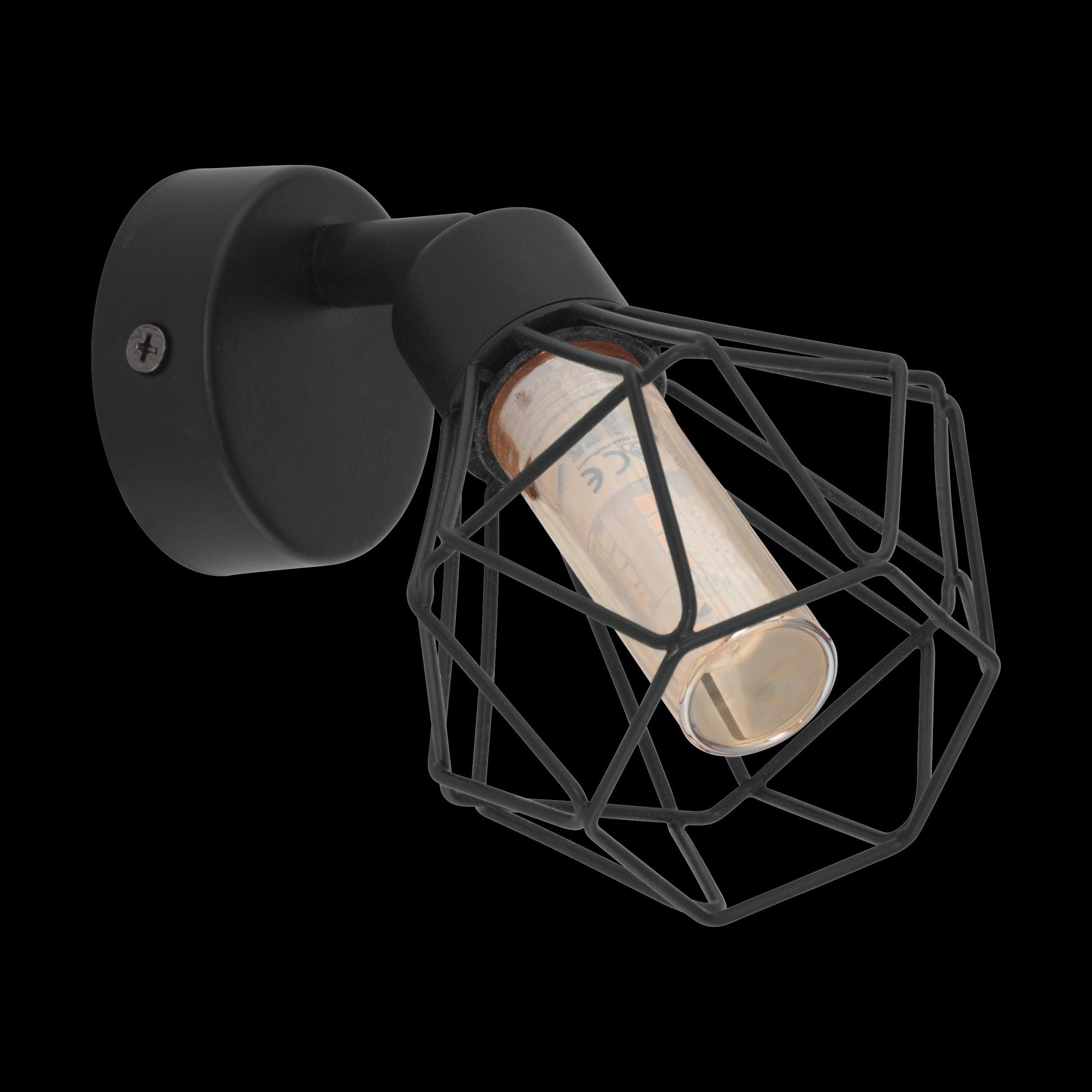 eglo zapata 1 black wire caged spotlight living room image
