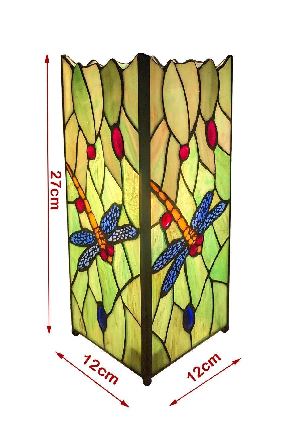 Green Dragonfly Medium Square Tiffany Lamp