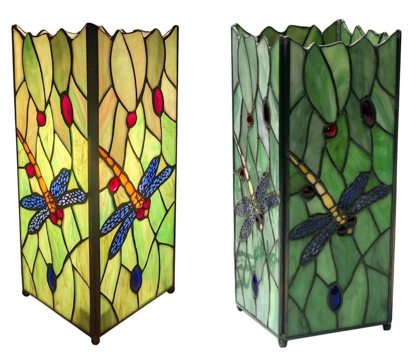 Green Dragonfly Medium Square Tiffany Lamp