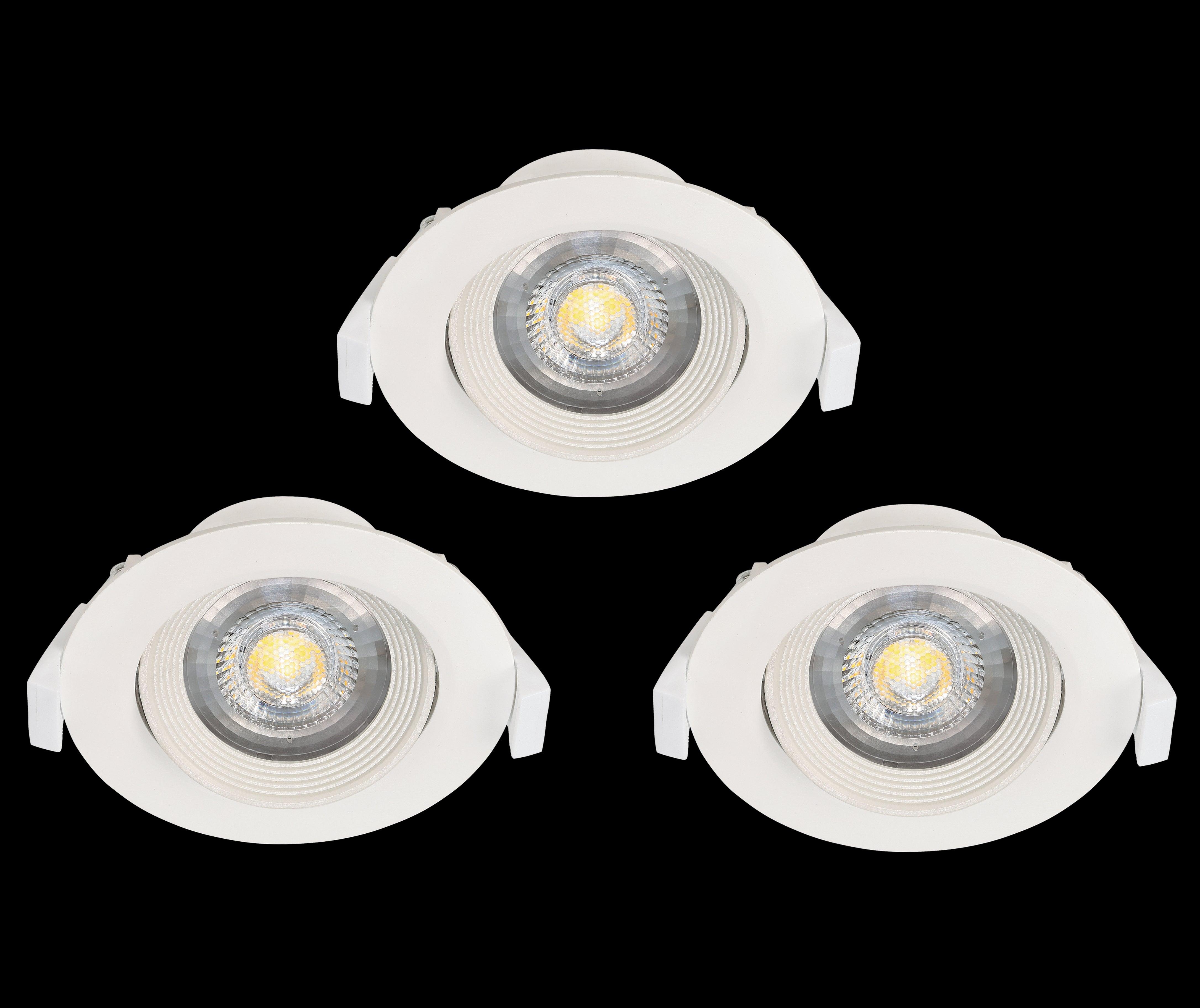 eglo sartiano set of 3 white plastic recessed downlights living room close up