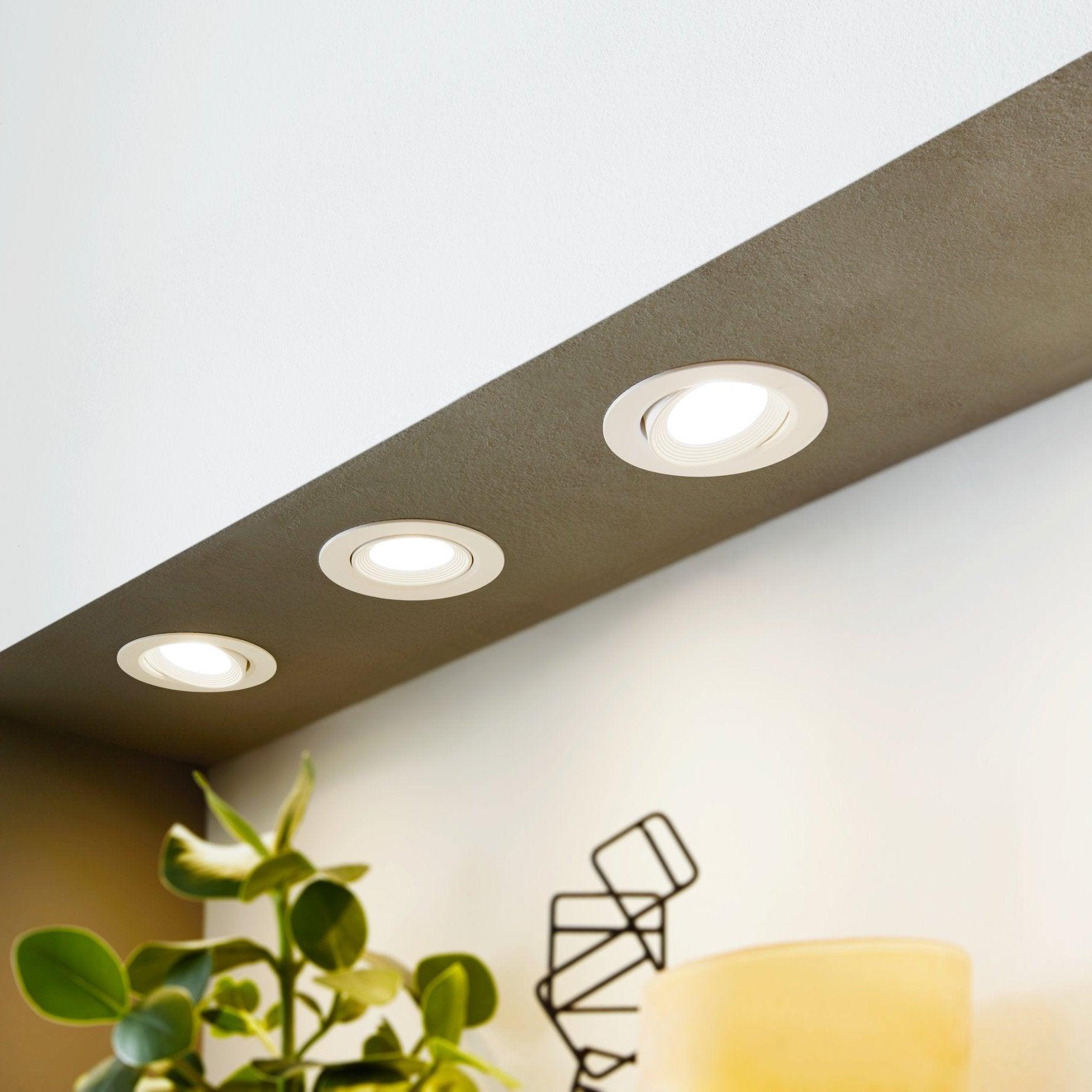 eglo sartiano set of 3 white plastic recessed downlights living room image