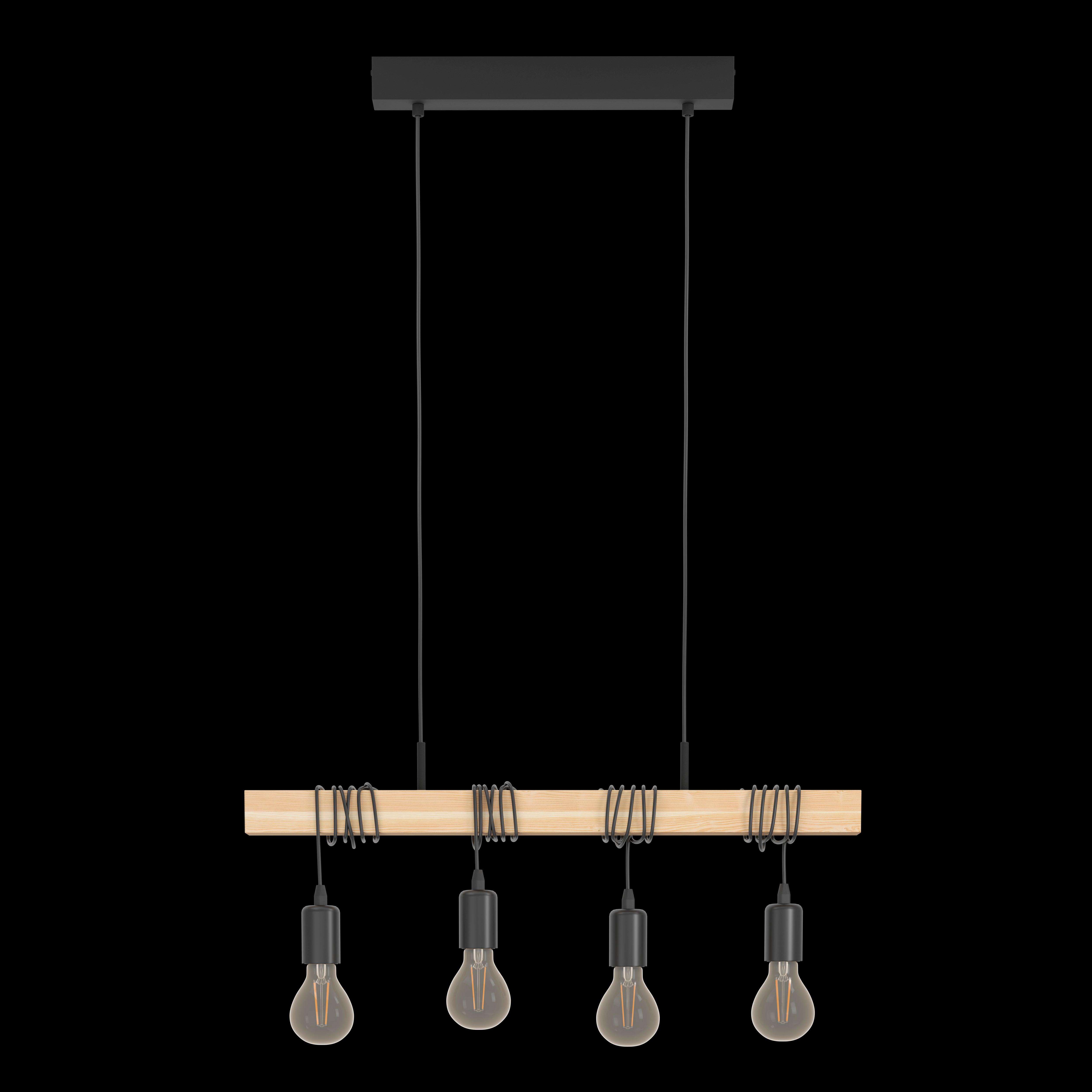 eglo townshend 4 light adjustable black wood bar ceiling pendant living room image