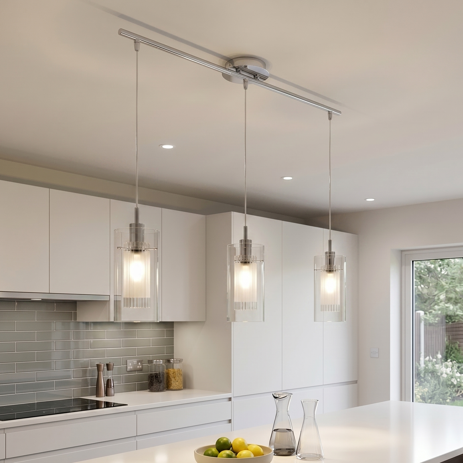 Duo I Chrome & Glass Kitchen Ceiling Light