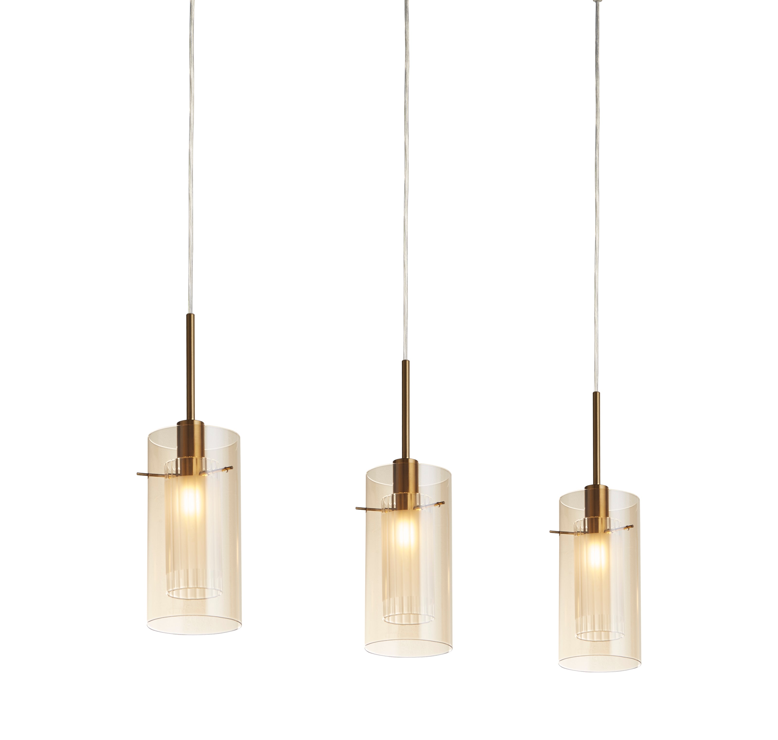 Searchlight Duo III 3 Light Bronze Bar Pendant - Champagne Glass Shades