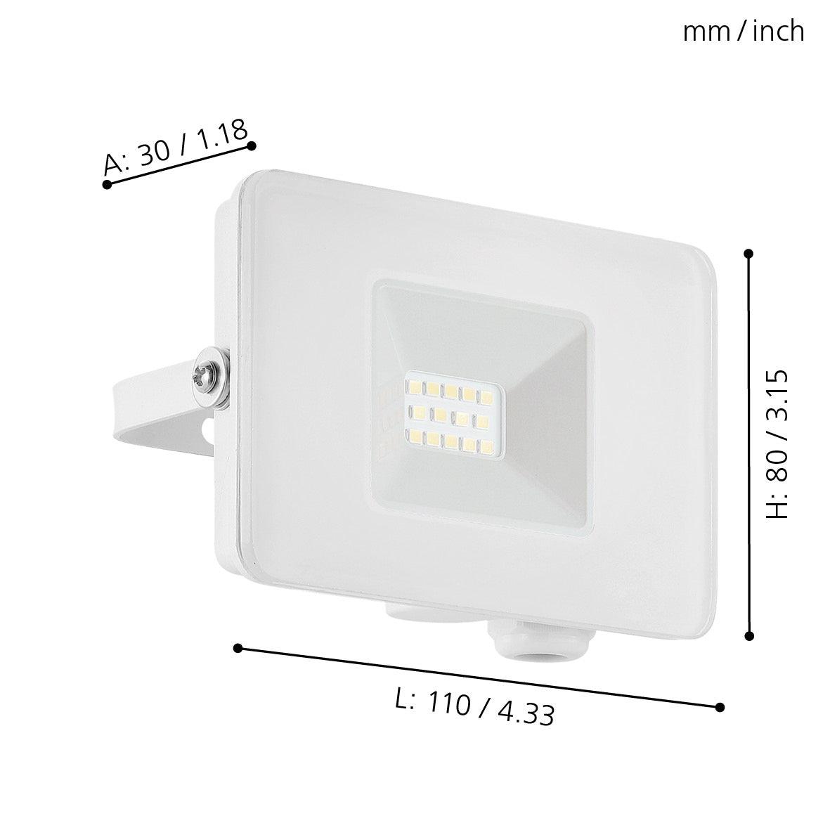 eglo faedo 3 white ip65 led outdoor flood light 10w living room close up