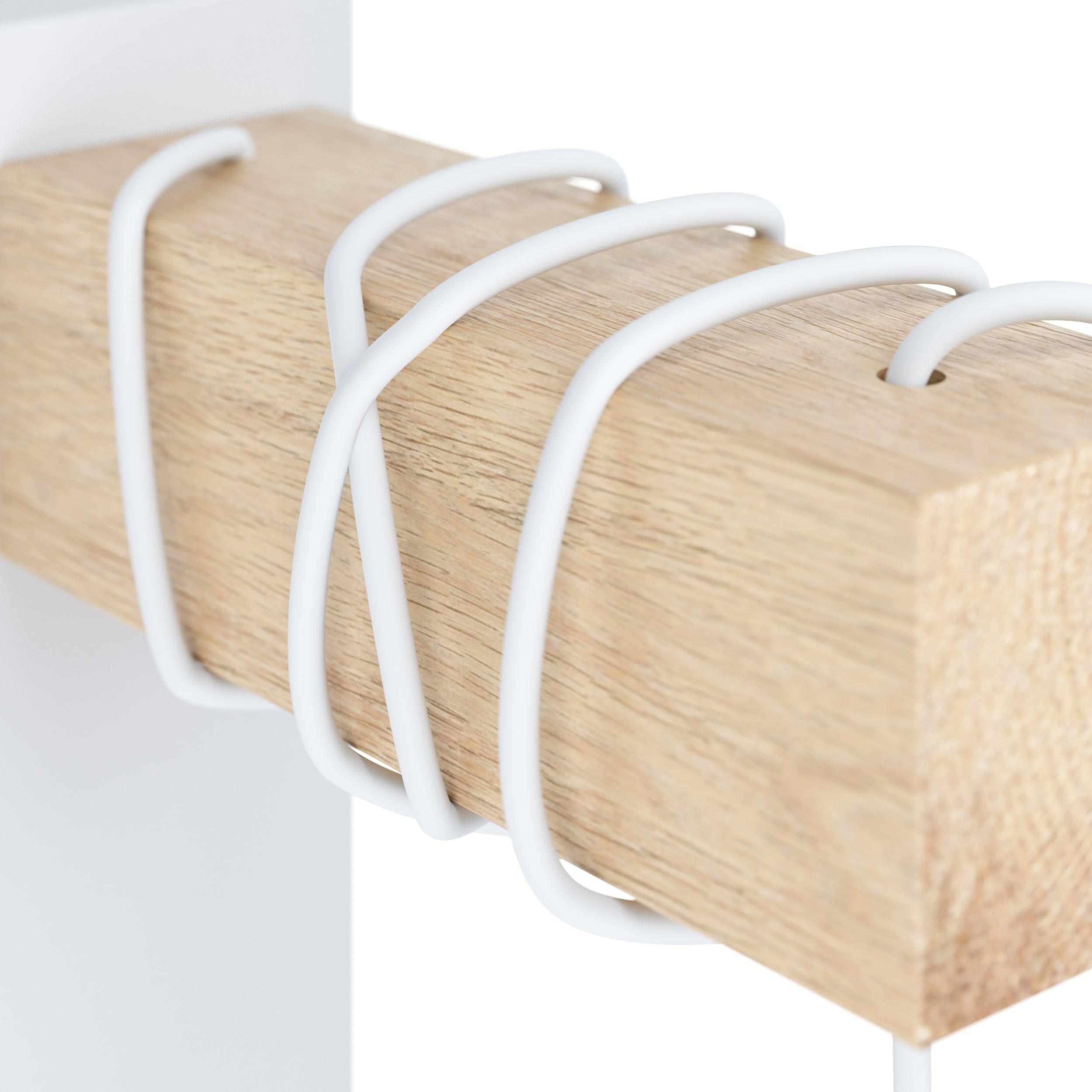eglo townshend white wood wall light living room close up