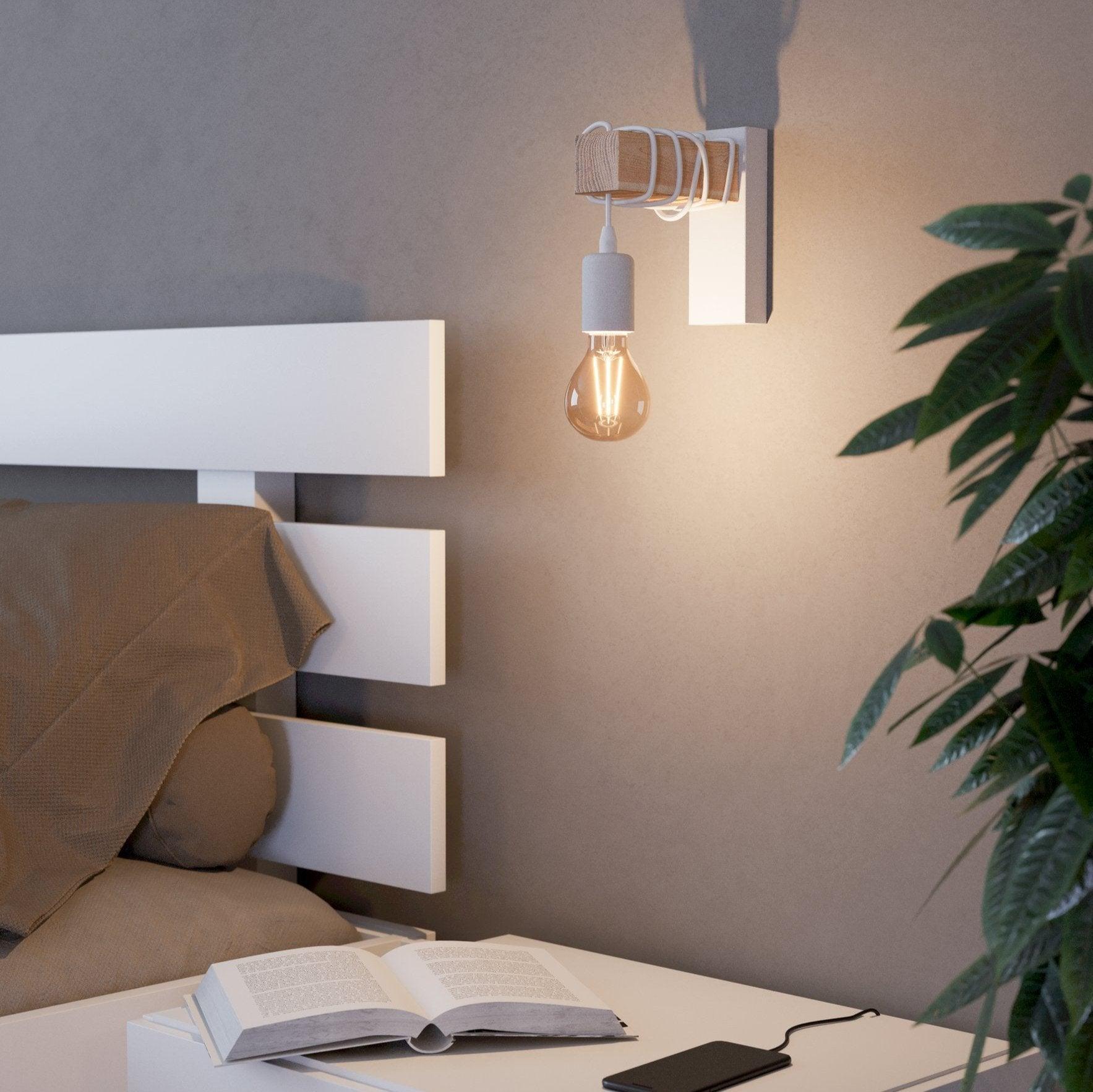 eglo townshend white wood wall light