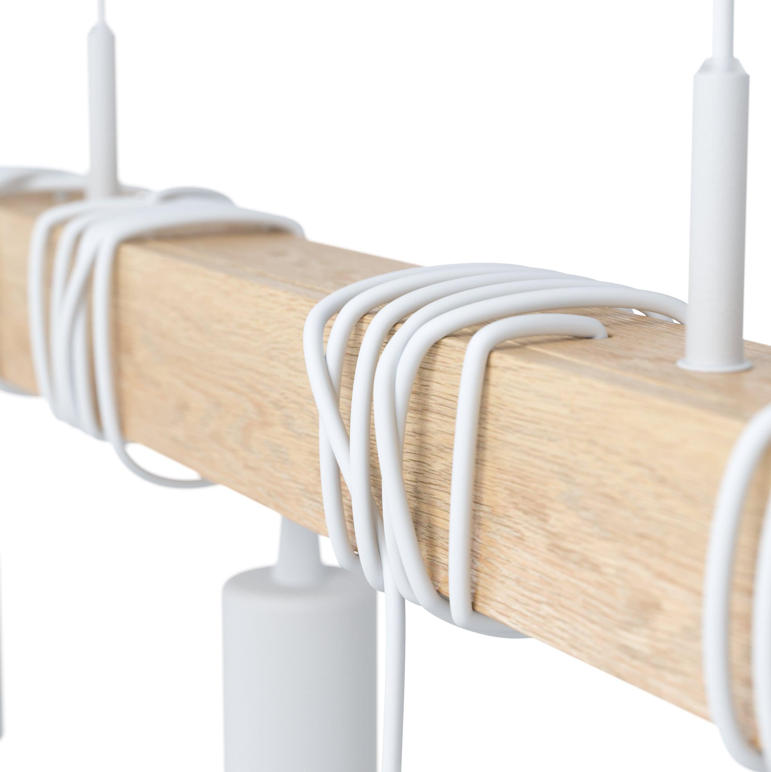 eglo townshend 4 light adjustable white wood bar pendant living room close up
