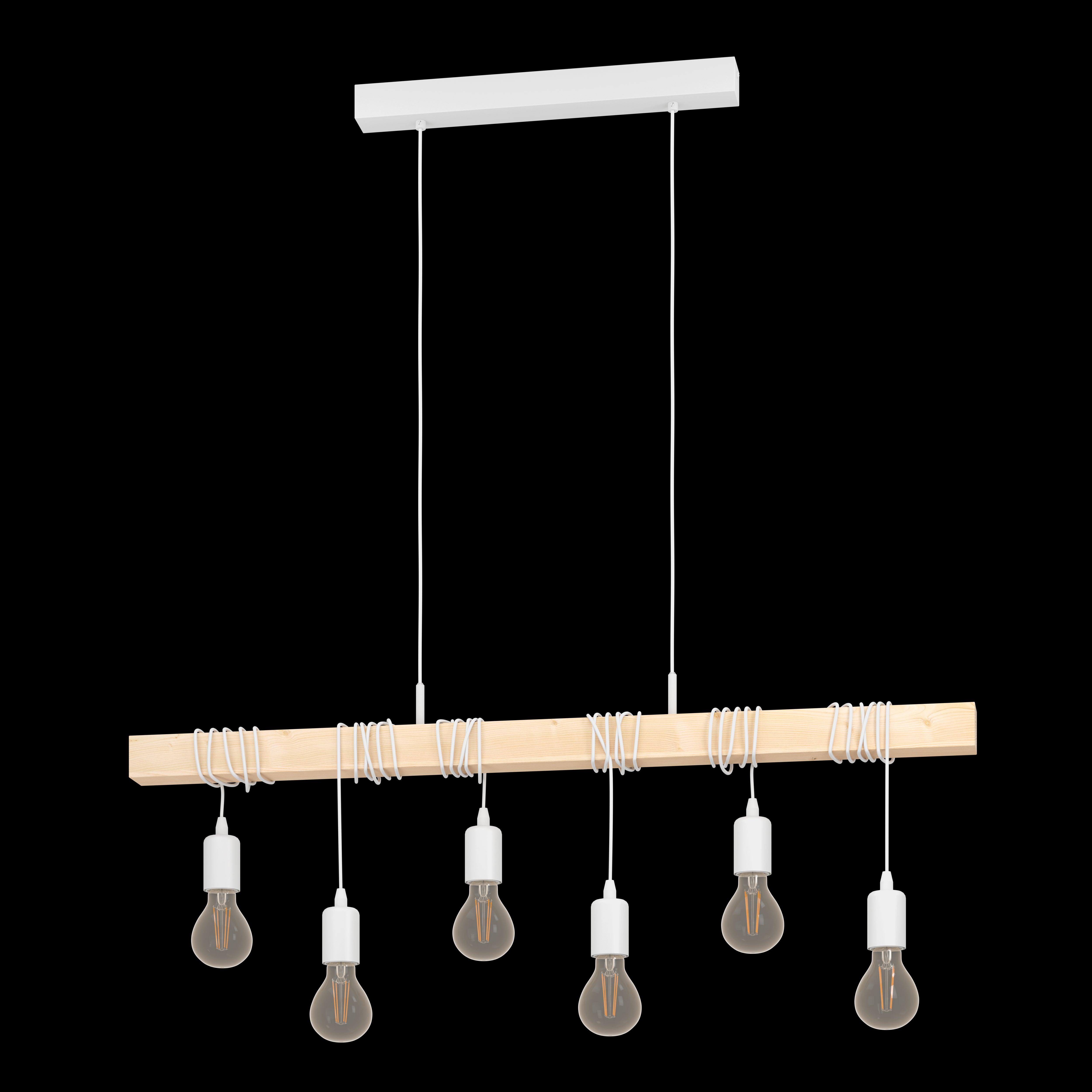 eglo townshend 6 light adjustable white wood bar pendant living room image
