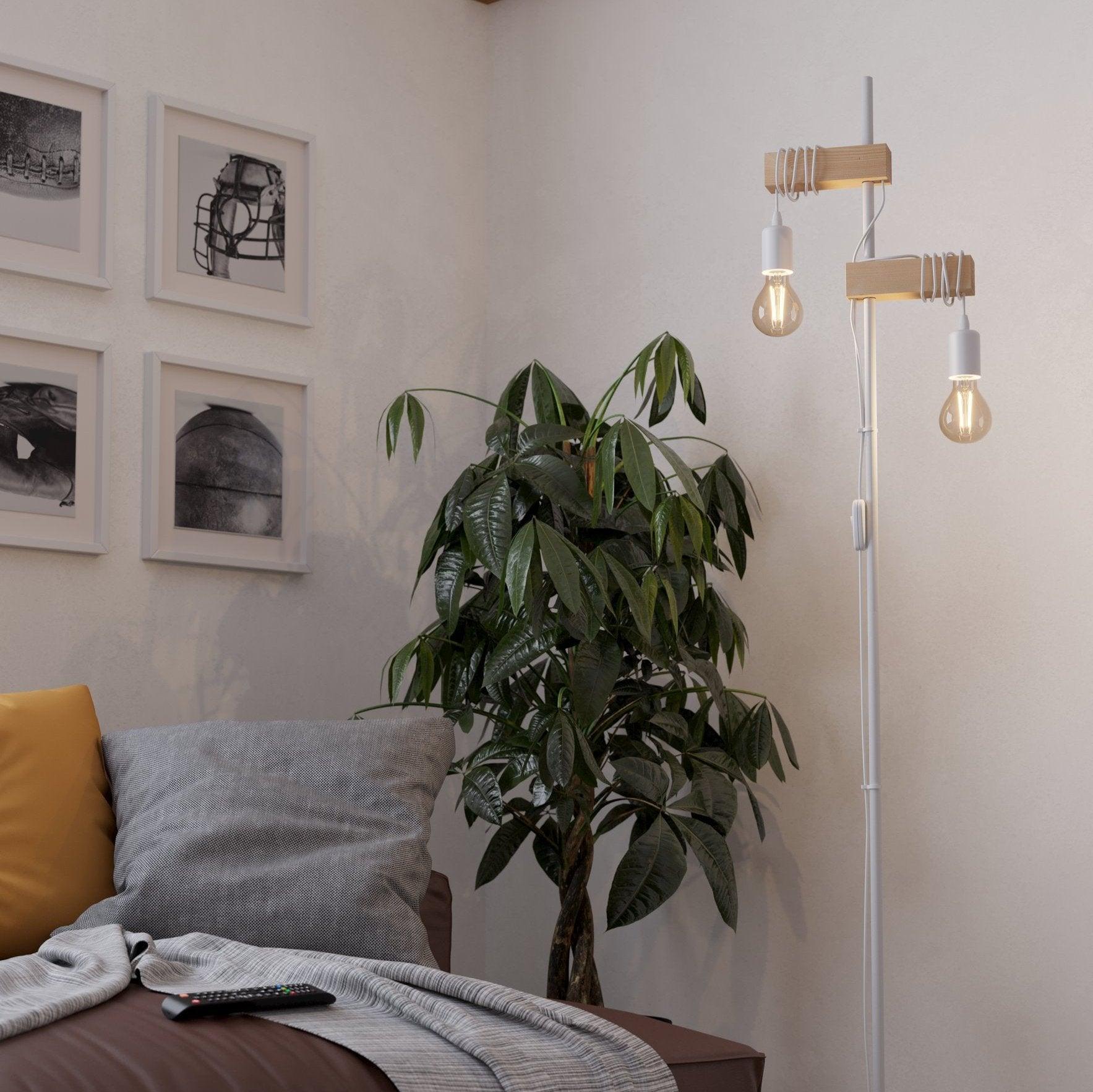 eglo townshend white wooden 2 light floor lamp