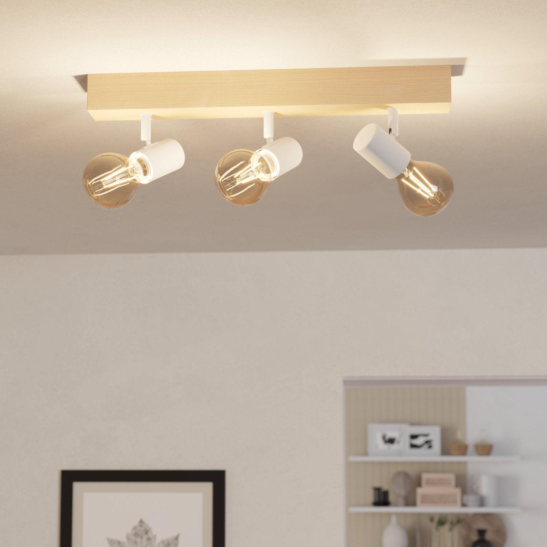 eglo townshend 3 wood white 3 light spotlight