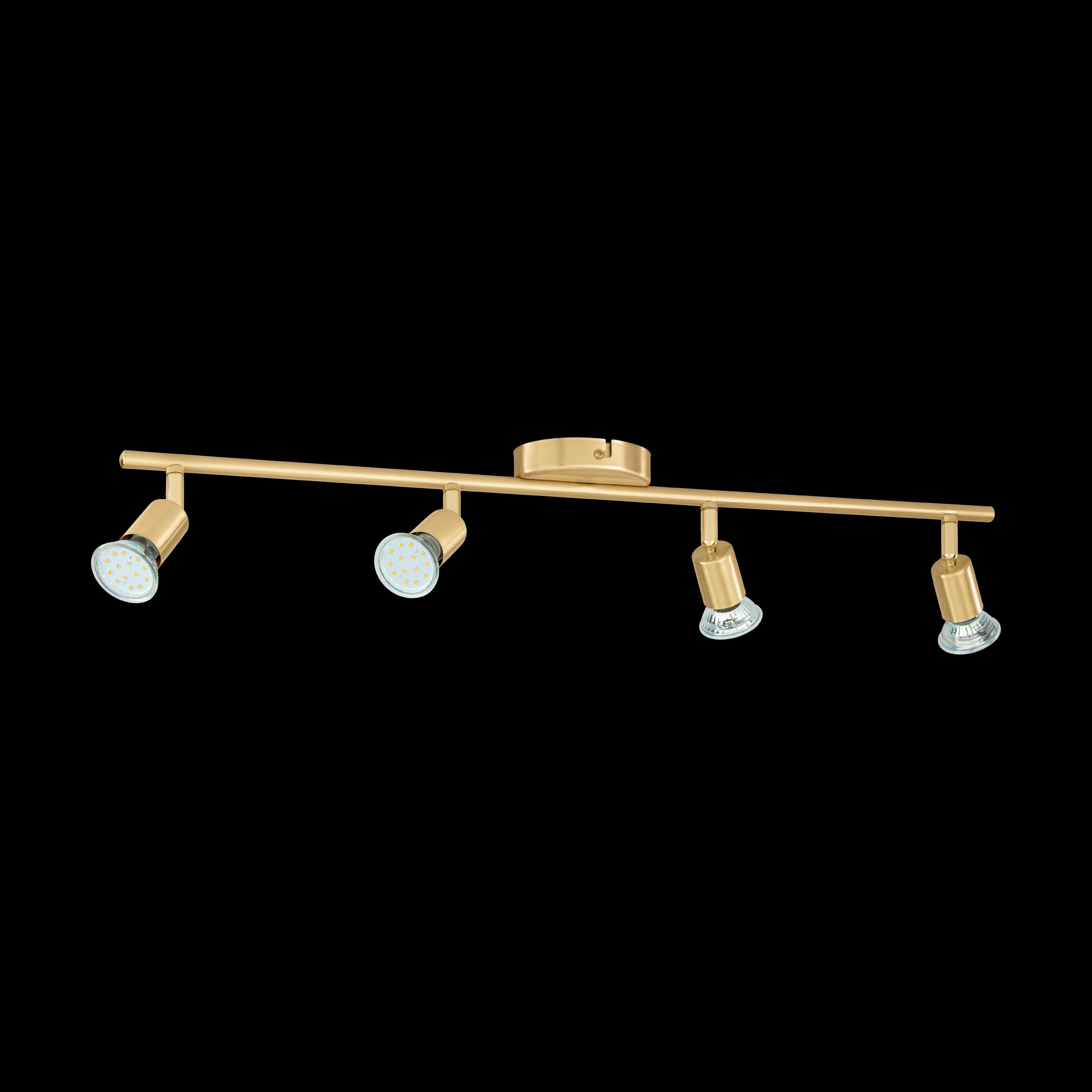eglo buzz led brass 4 light bar spotlight living room close up