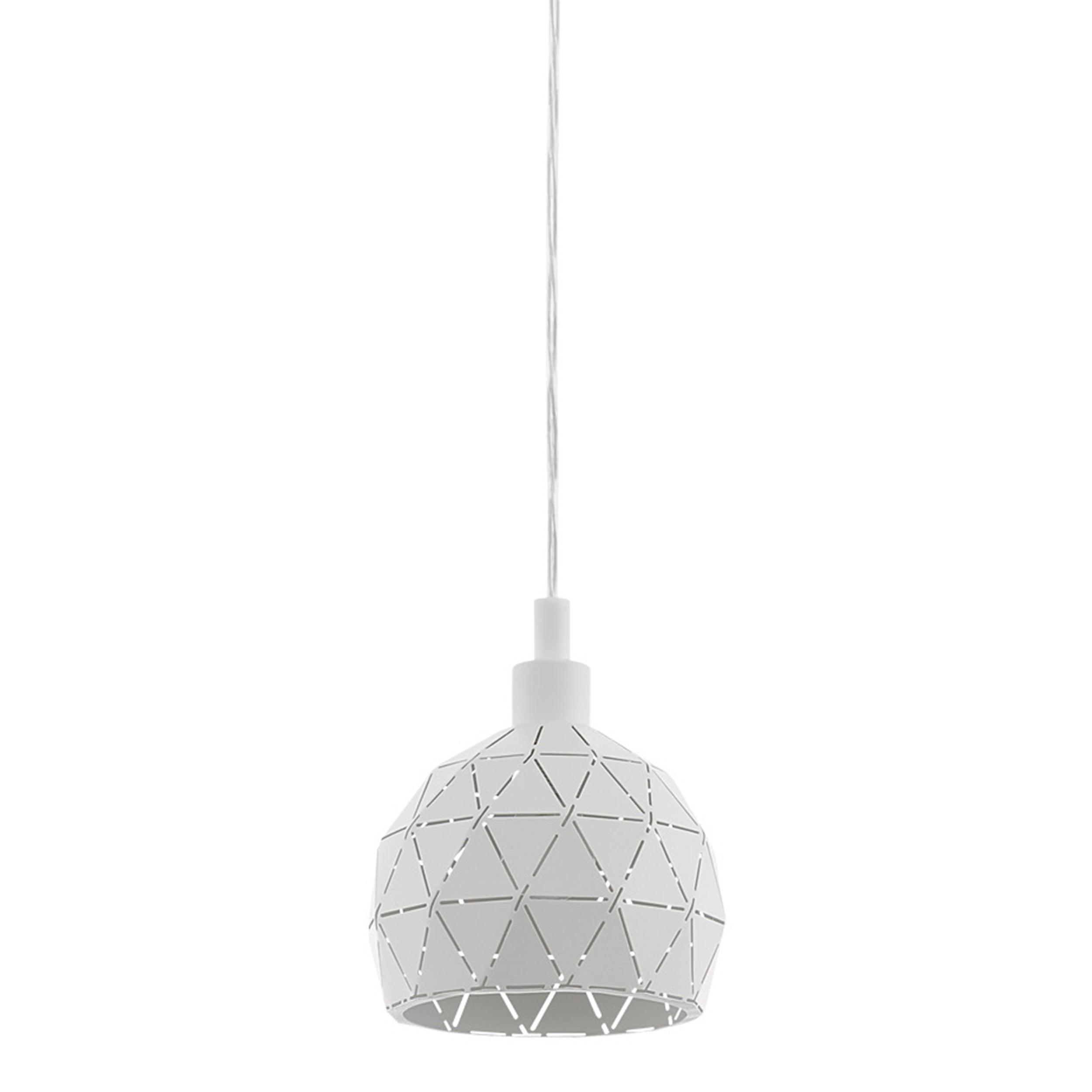 eglo roccaforte metal white geometric ceiling pendant living room close up