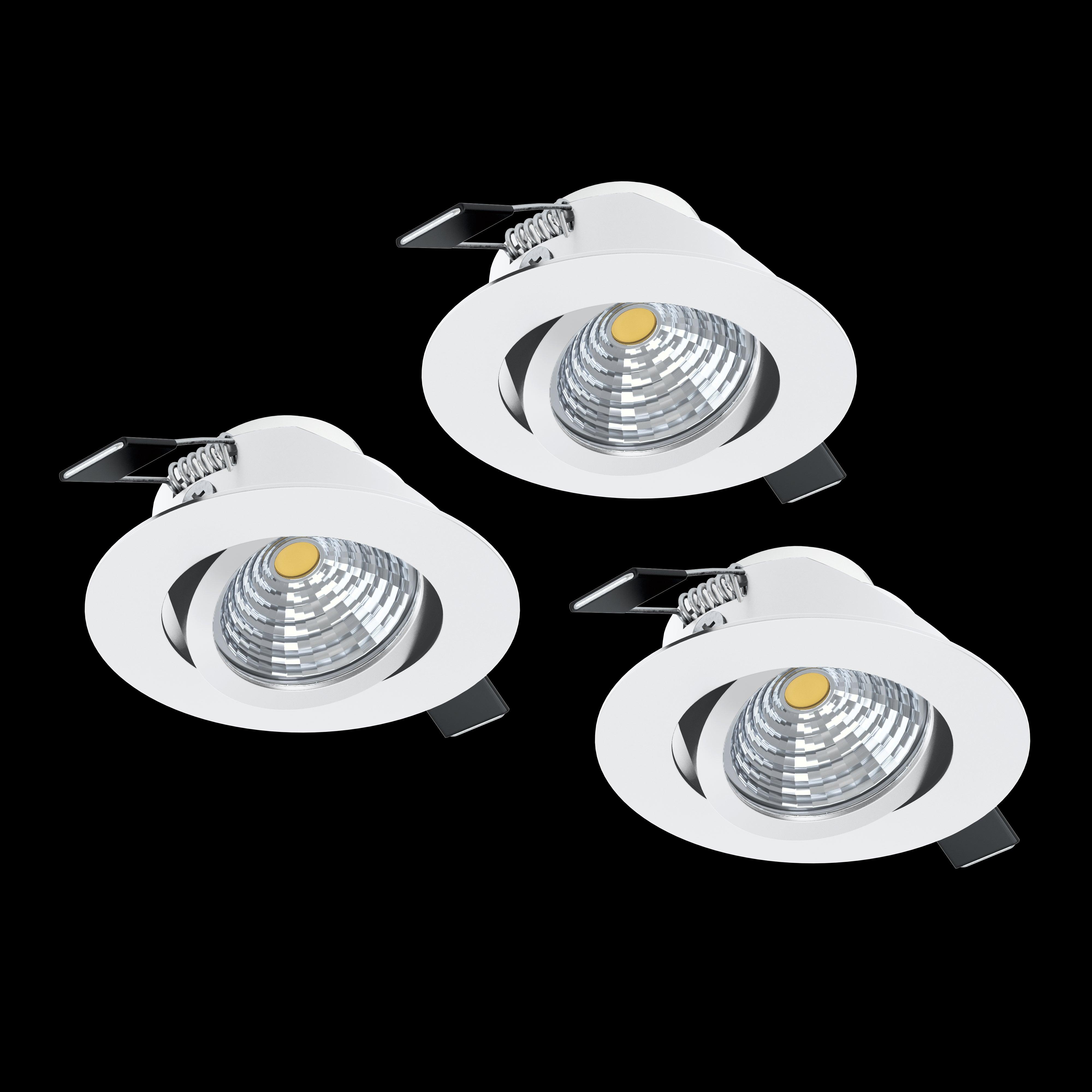 eglo saliceto set of 3 white metal recessed downlights living room image