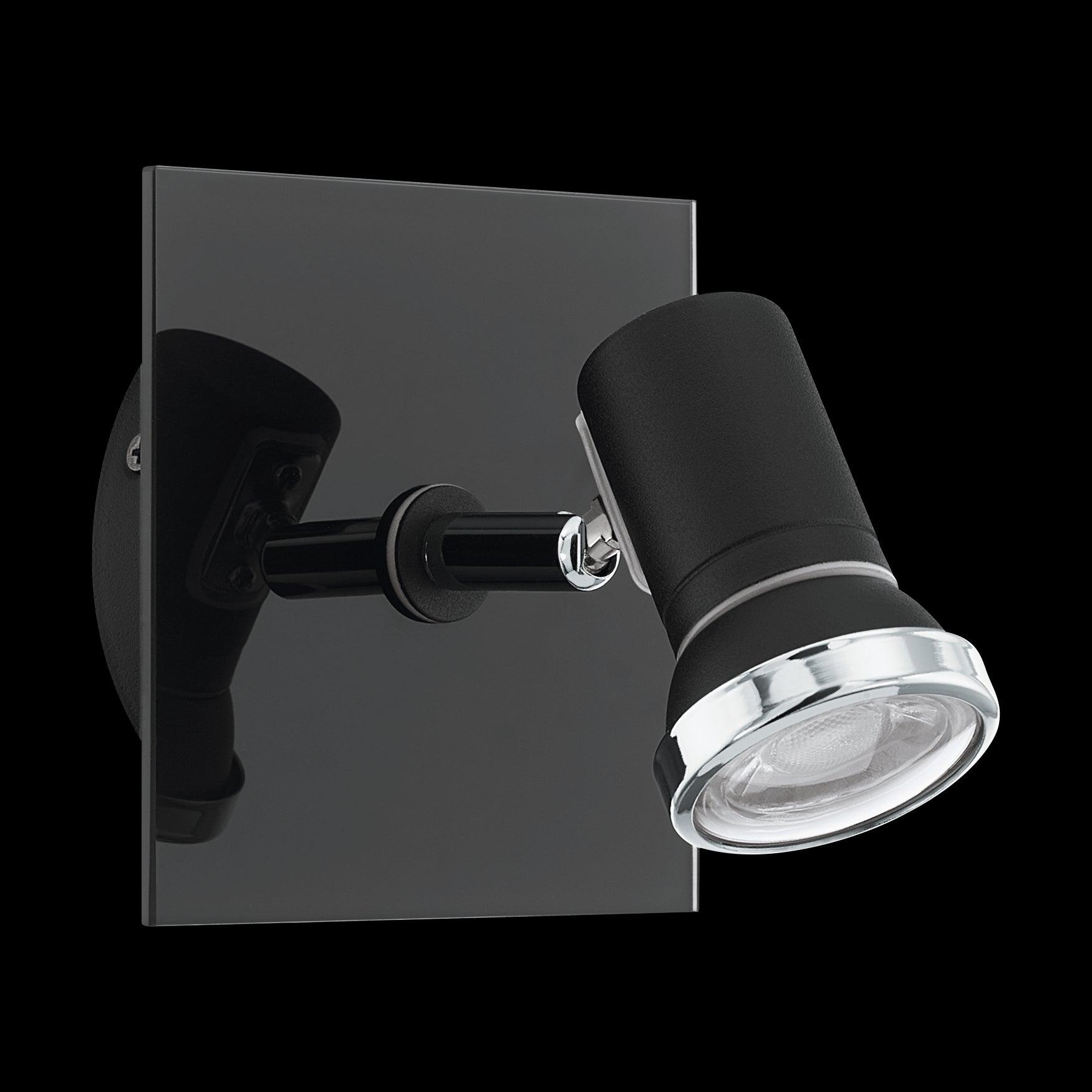 eglo tamara 1 black chrome wall spotlight