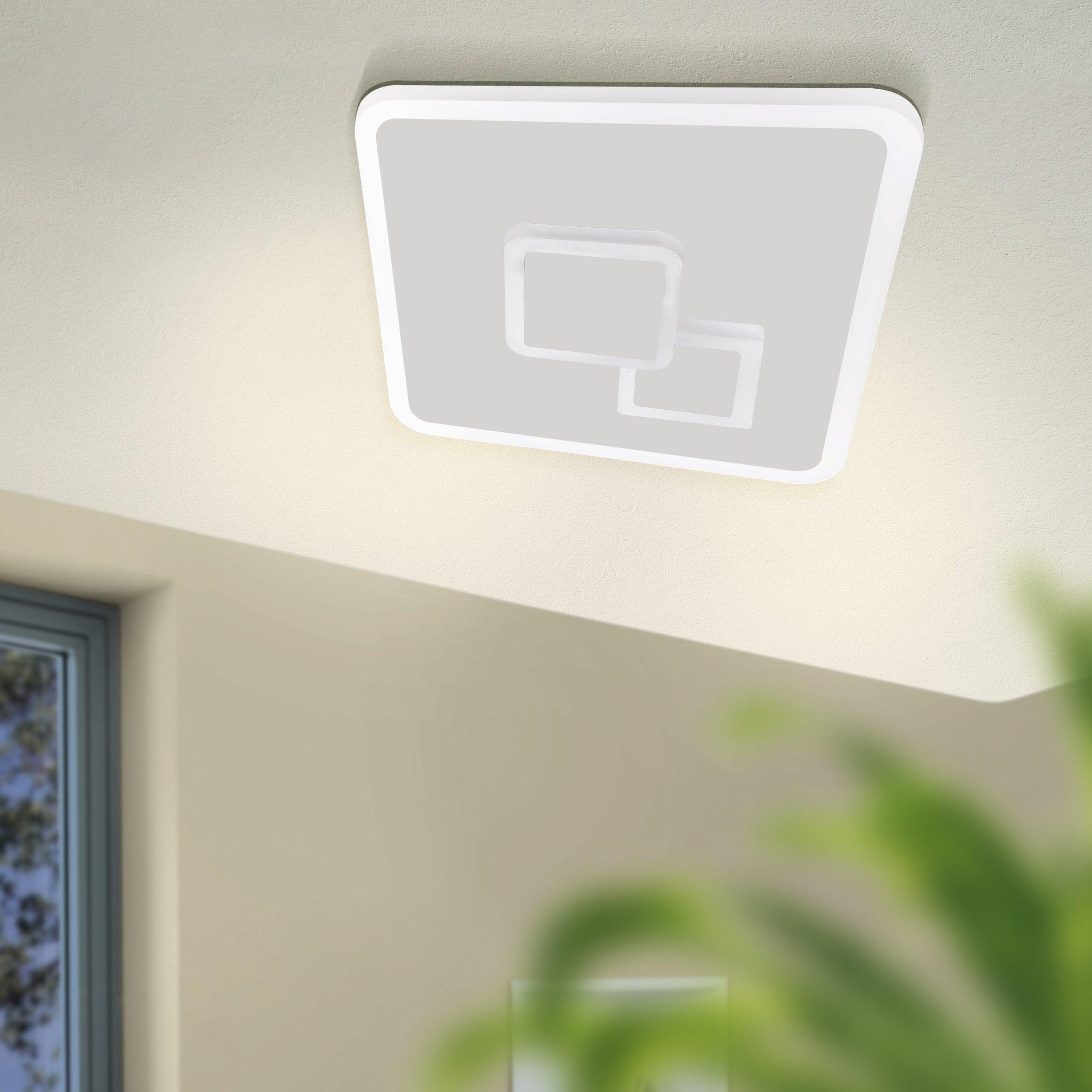 eglo cadegal white square led flush ceiling light living room image