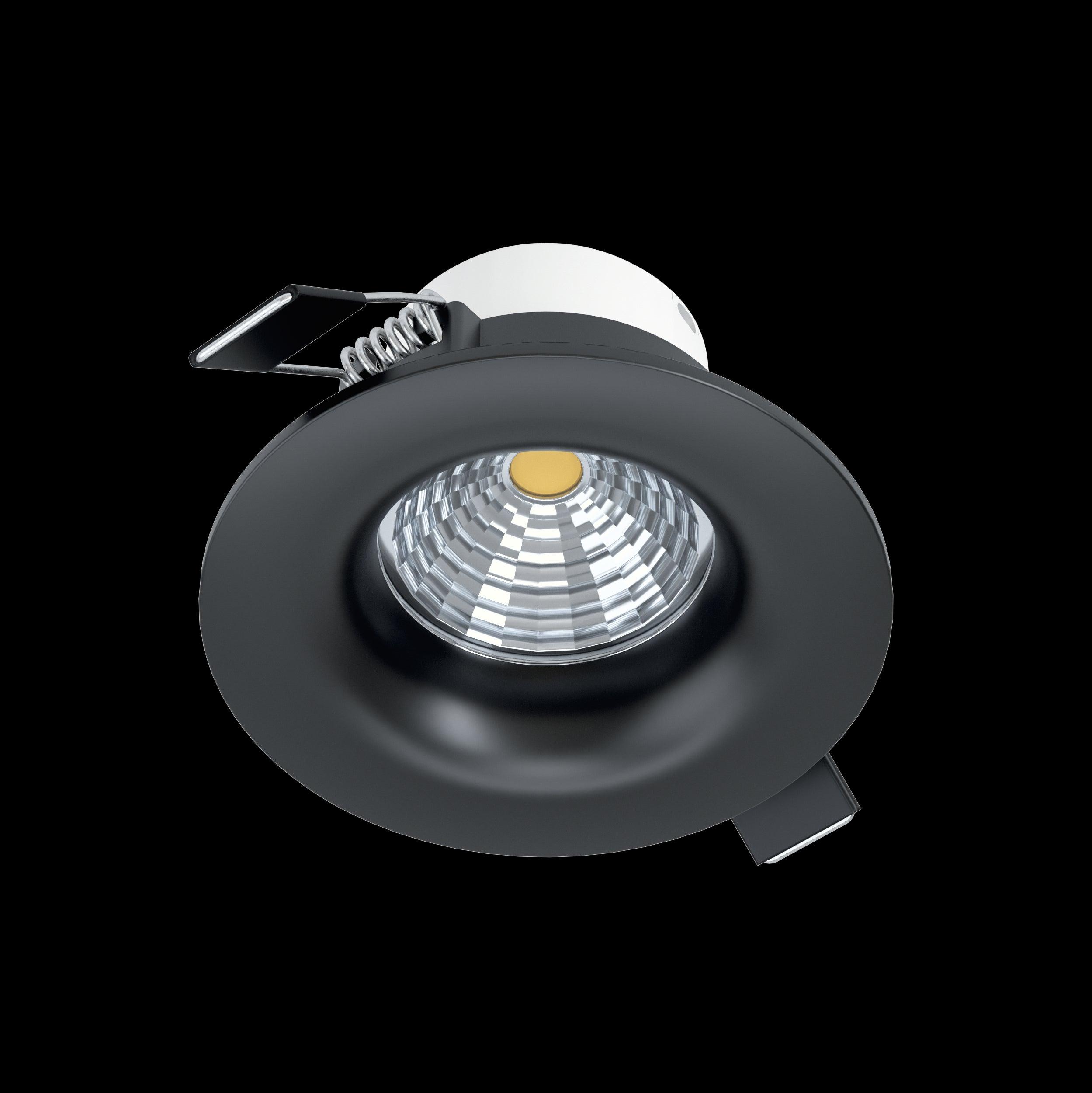 eglo saliceto black round recessed downlight living room close up