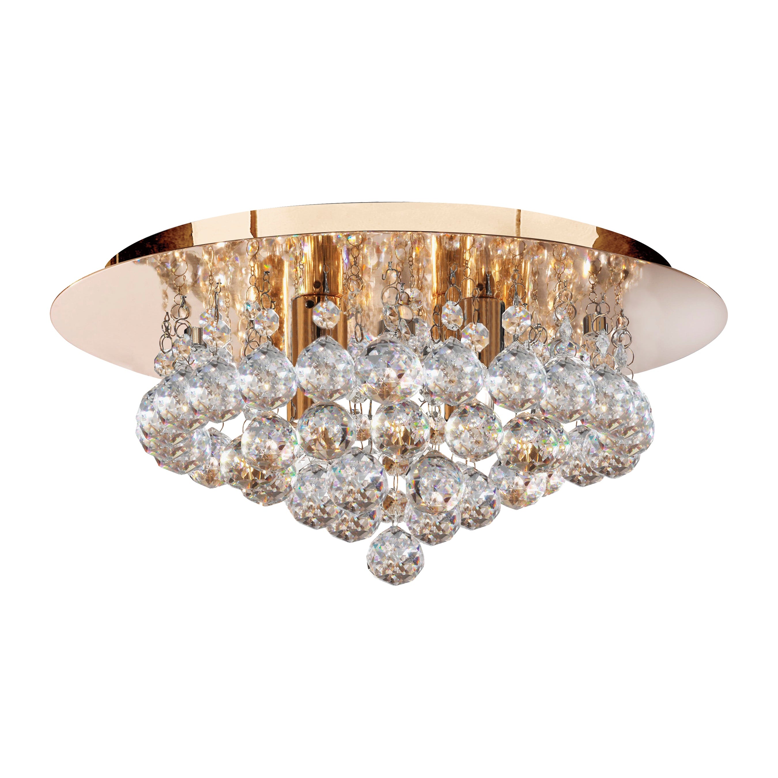 Searchlight Hanna 4 Light Flush Gold & Clear Crystal Flush