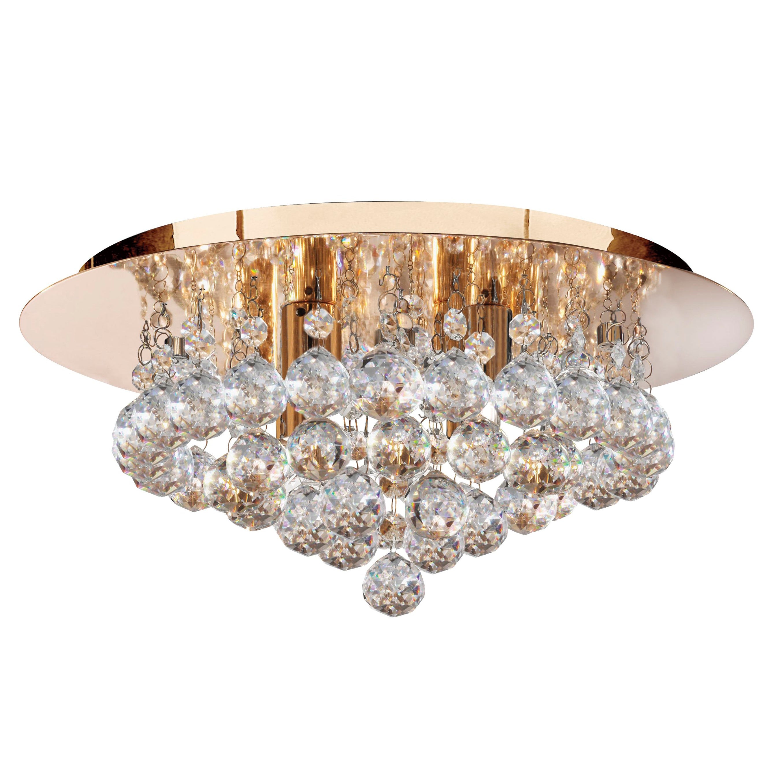 Searchlight Hanna 4 Light Flush Gold & Clear Crystal Flush