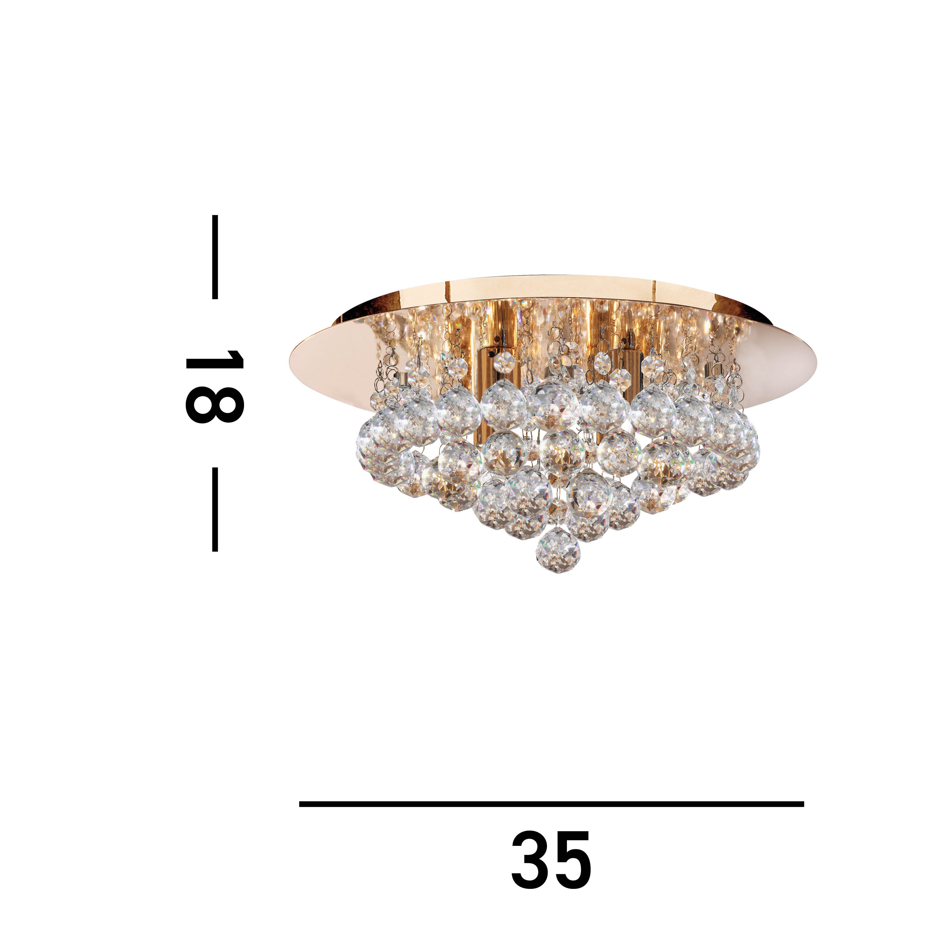 Searchlight Hanna 4 Light Flush Gold & Clear Crystal Flush