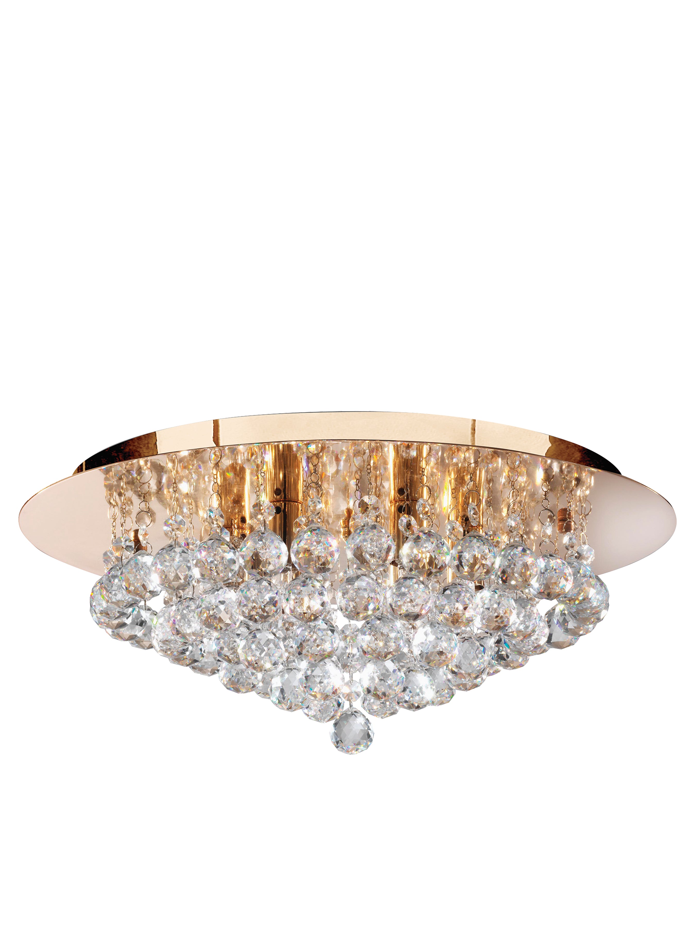 Searchlight Hanna 6 Light Flush Gold & Clear Crystal Flush