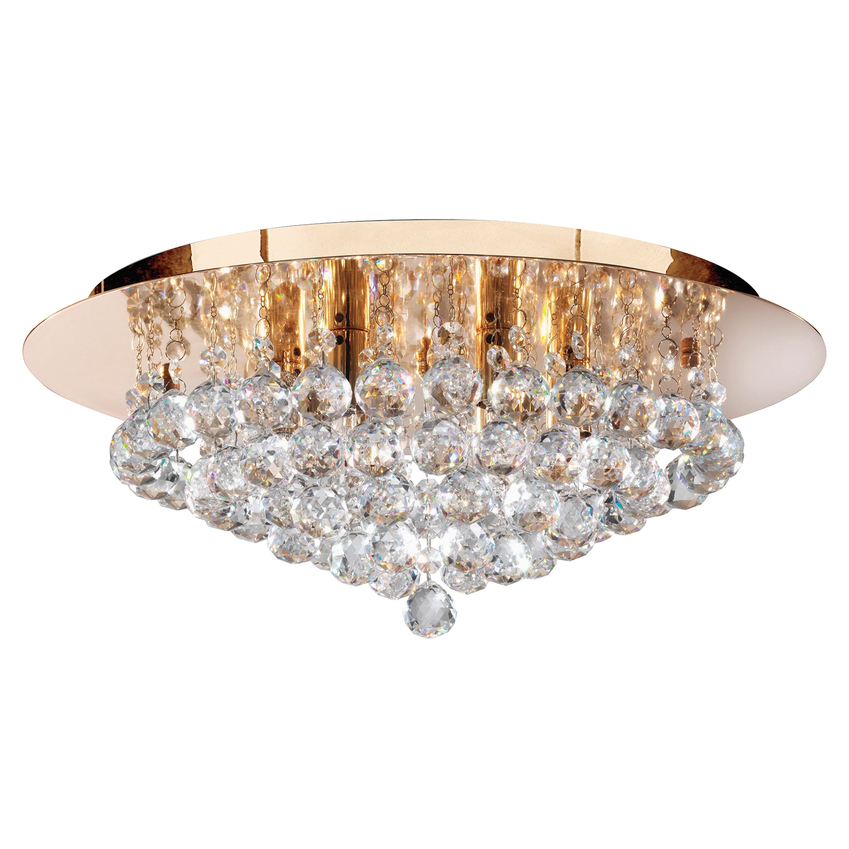 Searchlight Hanna 6 Light Flush Gold & Clear Crystal Flush