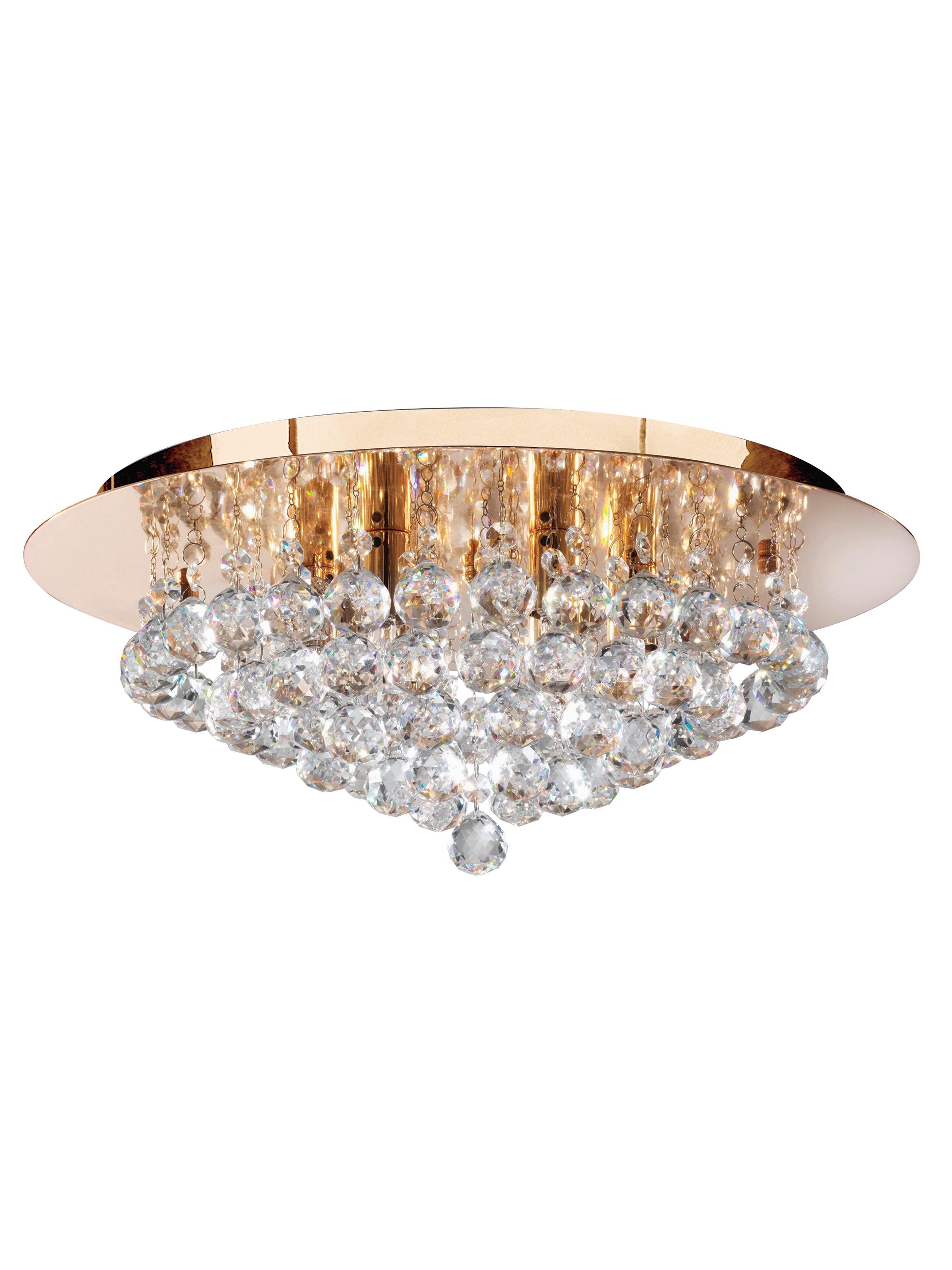 Searchlight Hanna 6 Light Flush Gold & Clear Crystal Flush