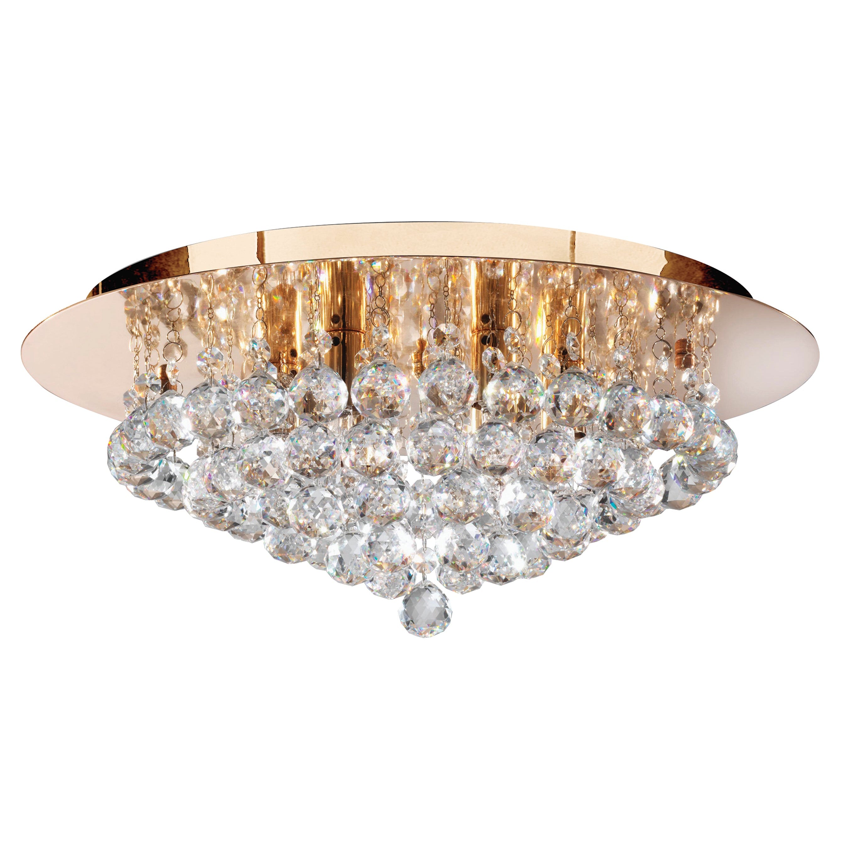 Searchlight Hanna 6 Light Flush Gold & Clear Crystal Flush