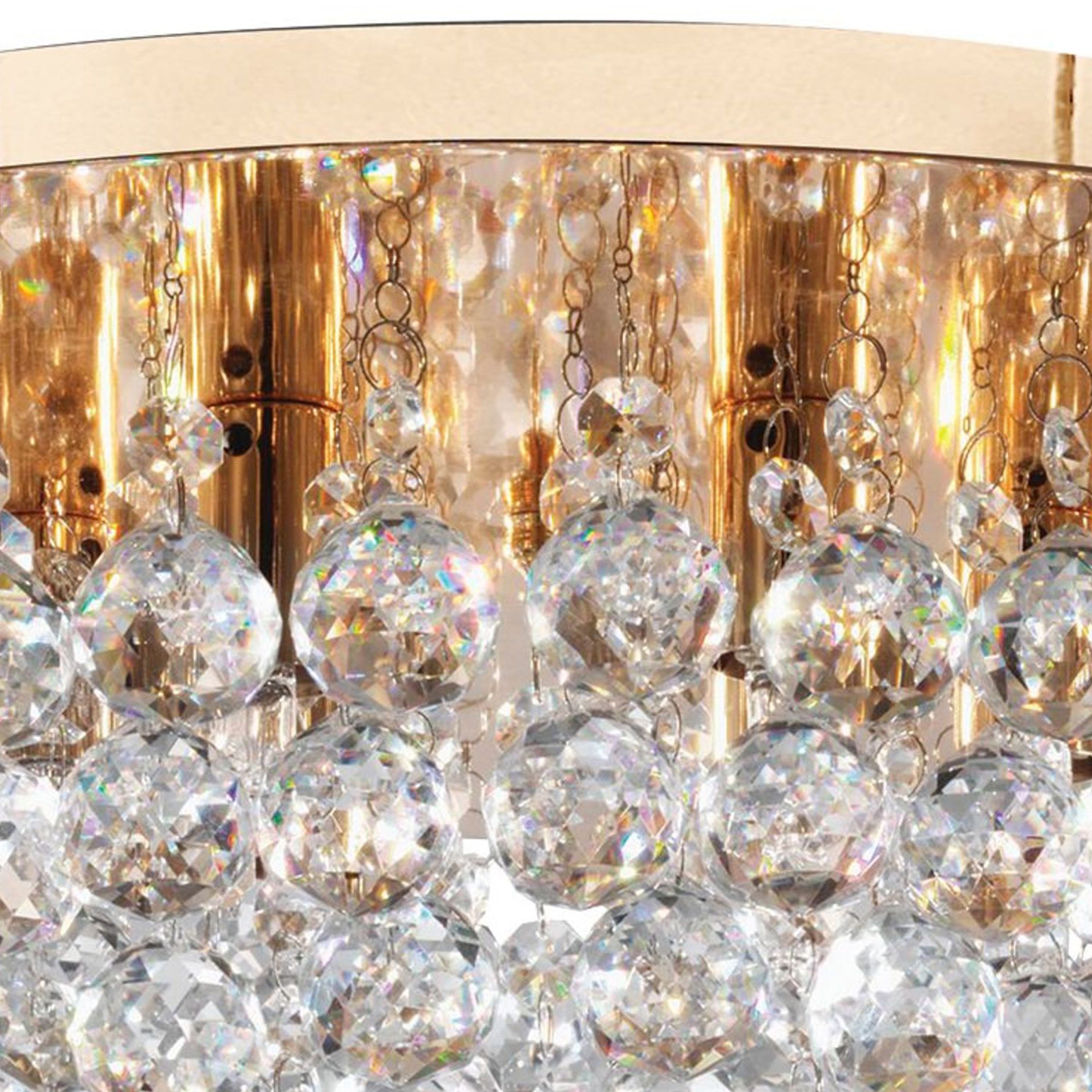 Searchlight Hanna 6 Light Flush Gold & Clear Crystal Flush