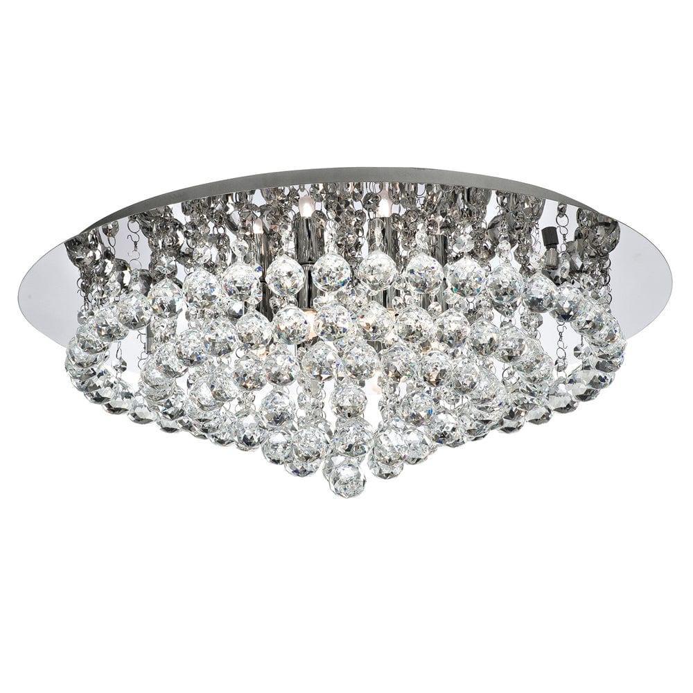 Hanna 8 Light Chrome & Crystal Ball Flush Ceiling Light-warehouse-180926