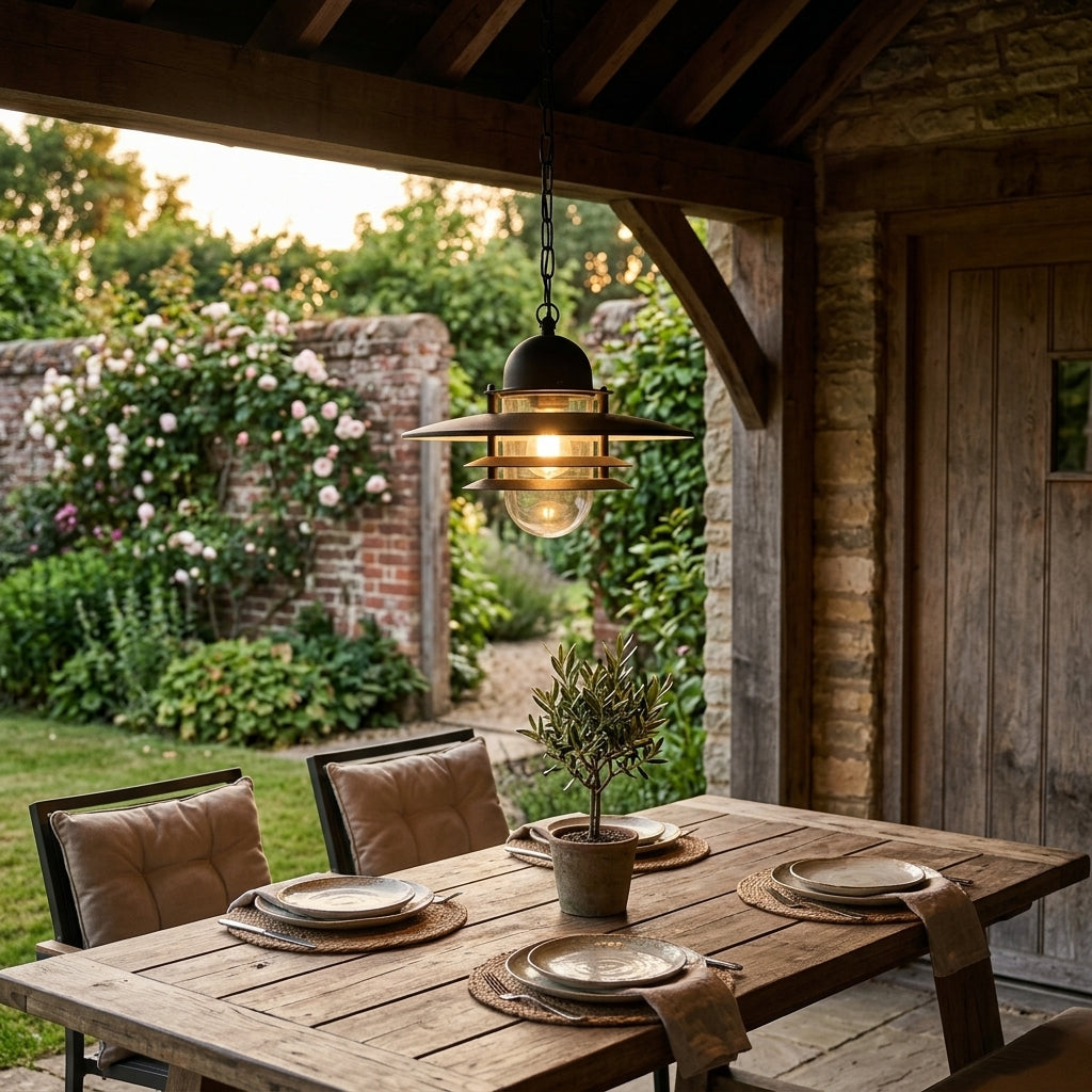 Elstead Oslo Black Outdoor Pendant Light