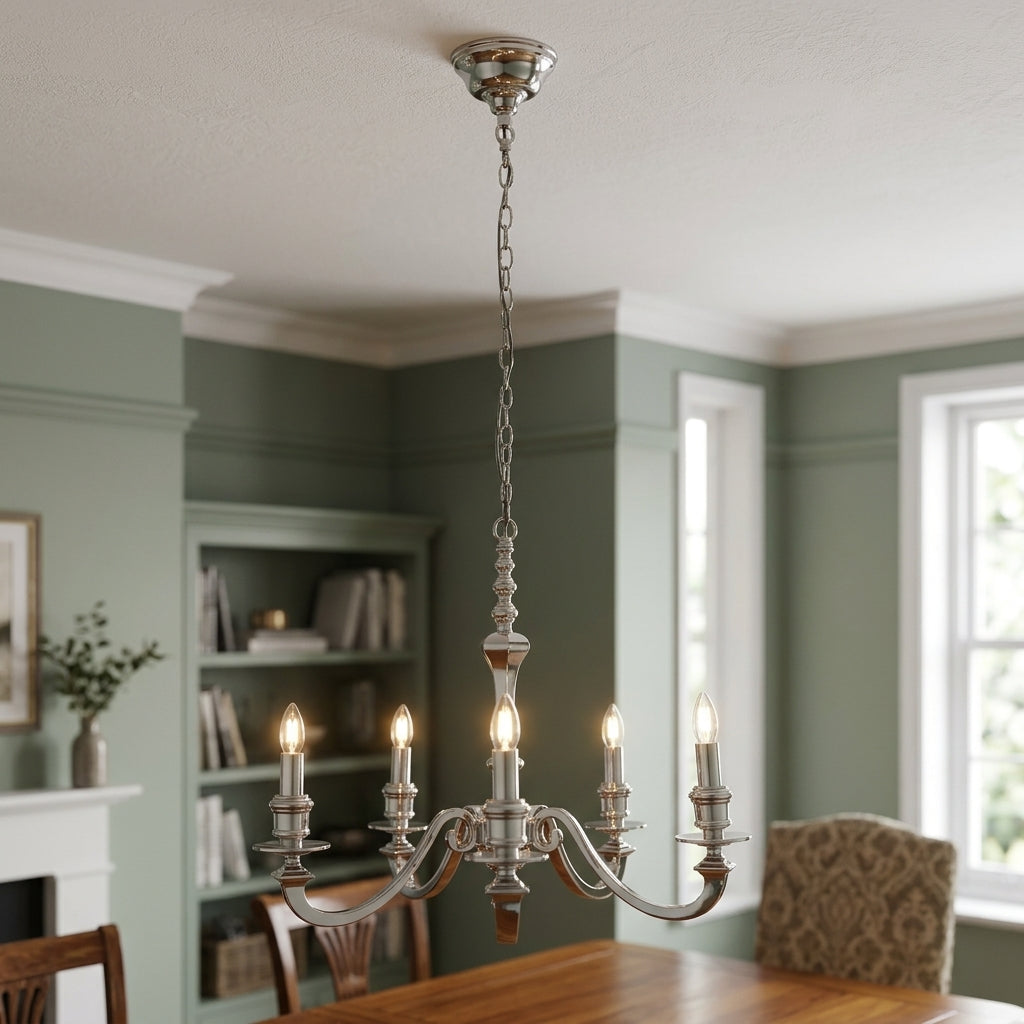 Endon Finsbury 5 Light Polished Aluminium Ceiling Pendant