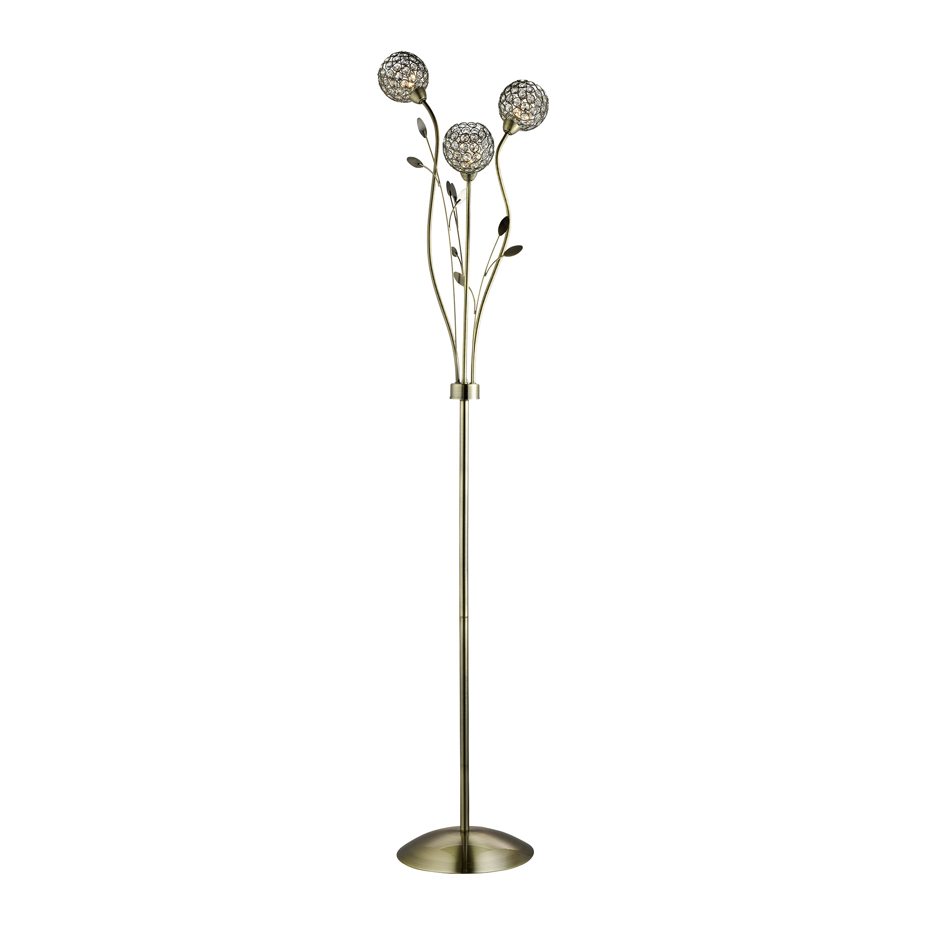 Searchlight Bellis II 3 Light Floor Lamp - Brass & Crystal Beads