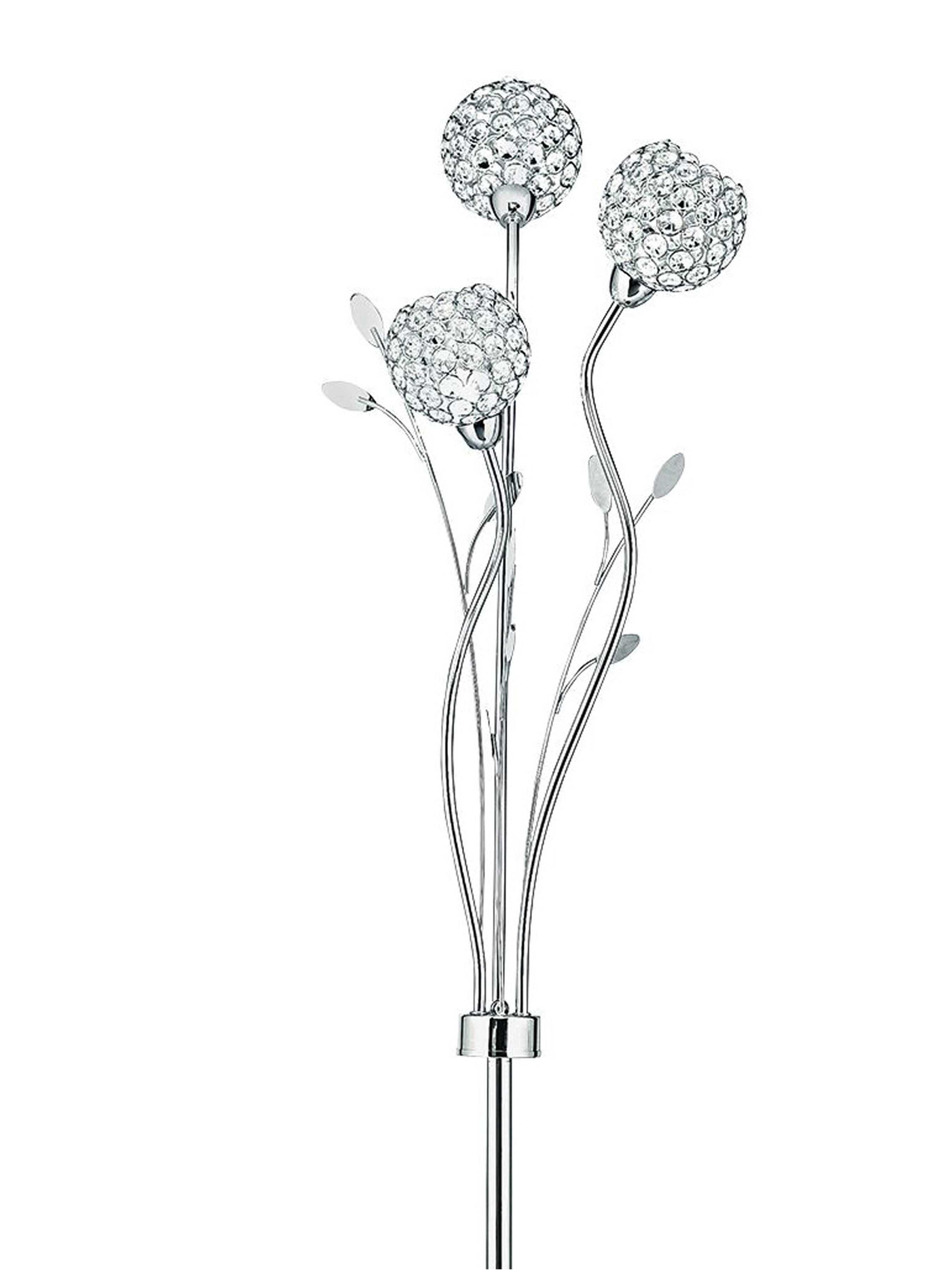 Searchlight Bellis II 3 Light Floor Lamp - Chrome & Clear Glass
