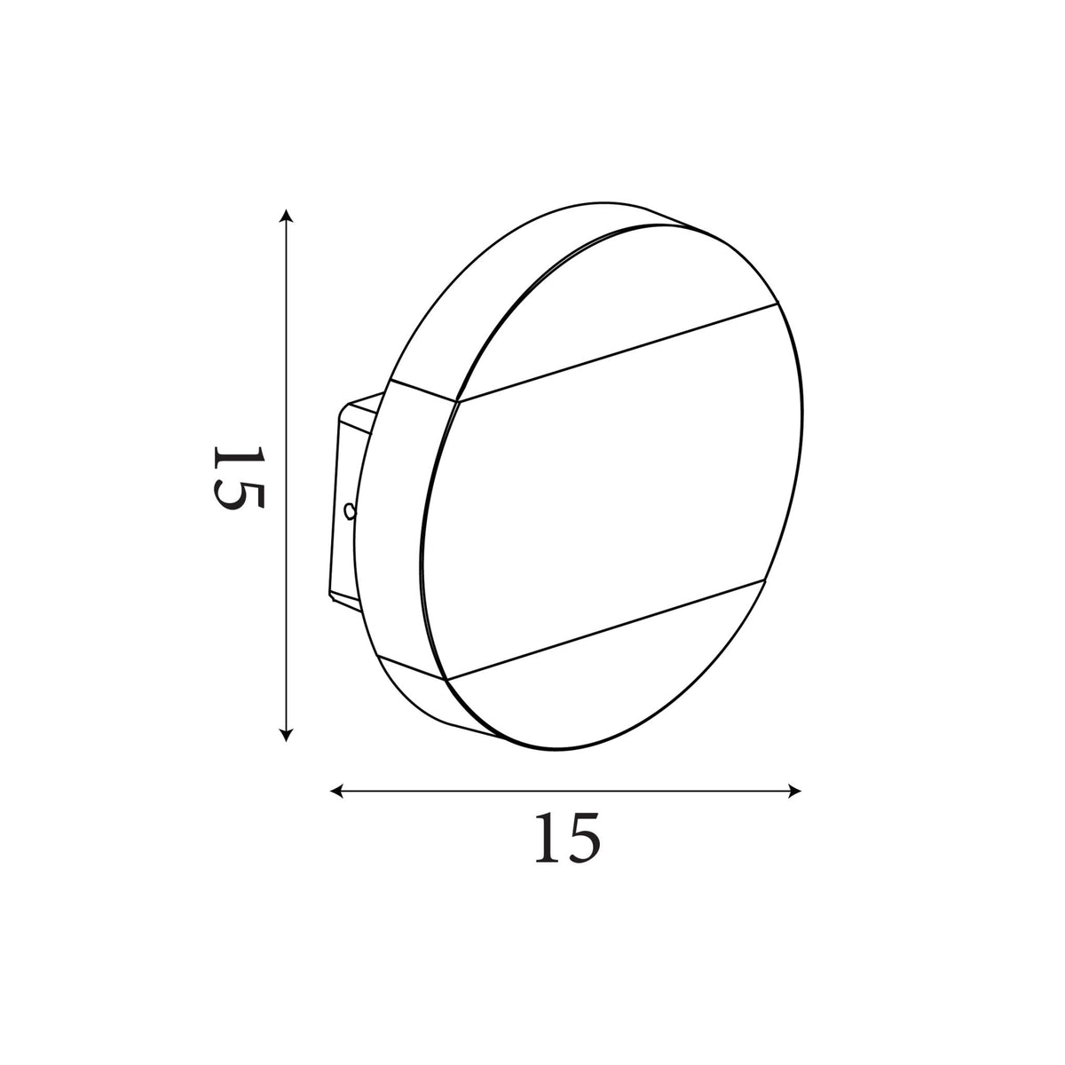 Dimension diagram of the Cavern Outdoor, Black, Integrated LED Wall Light - IP44 with height and width in cm.