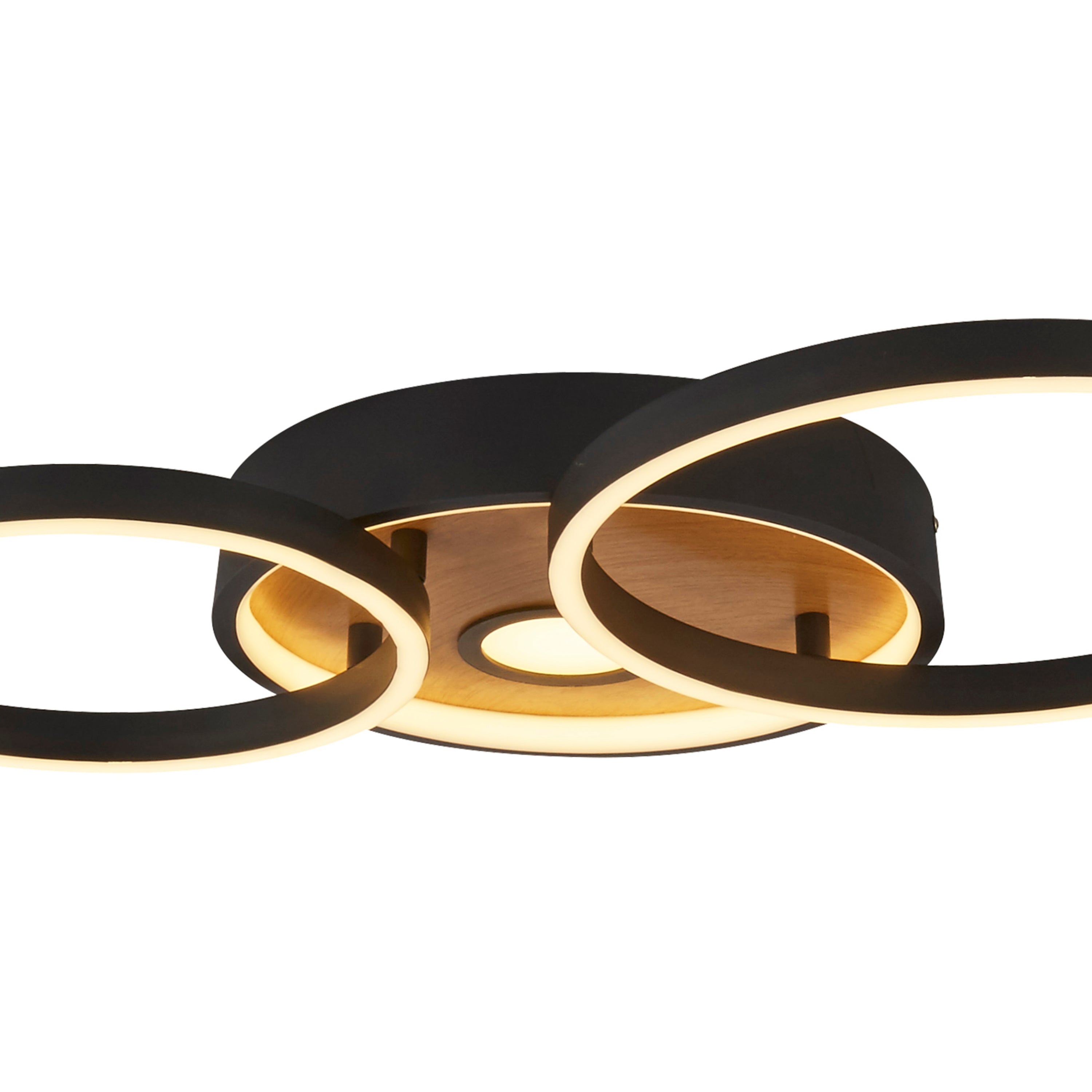 Searchlight Curio Black Metal & Wood LED Ceiling Flush