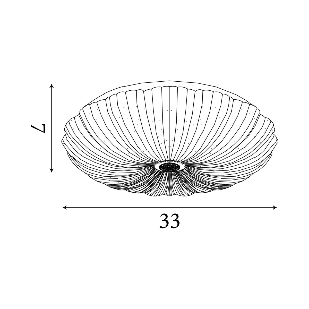 Dimension diagram of the Pandora, Clear Acrylic, LED Ceiling Light - Remote Control with height and width in cm.