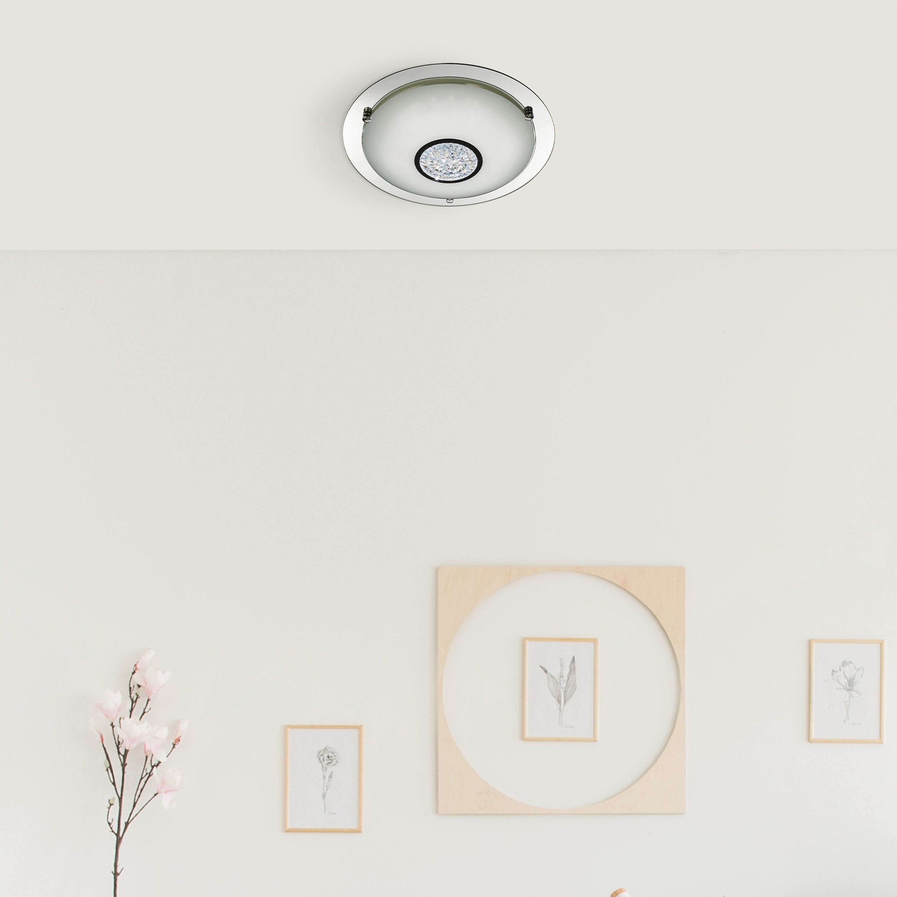 Searchlight Portland Round LED Chrome Bathroom Flush - IP44