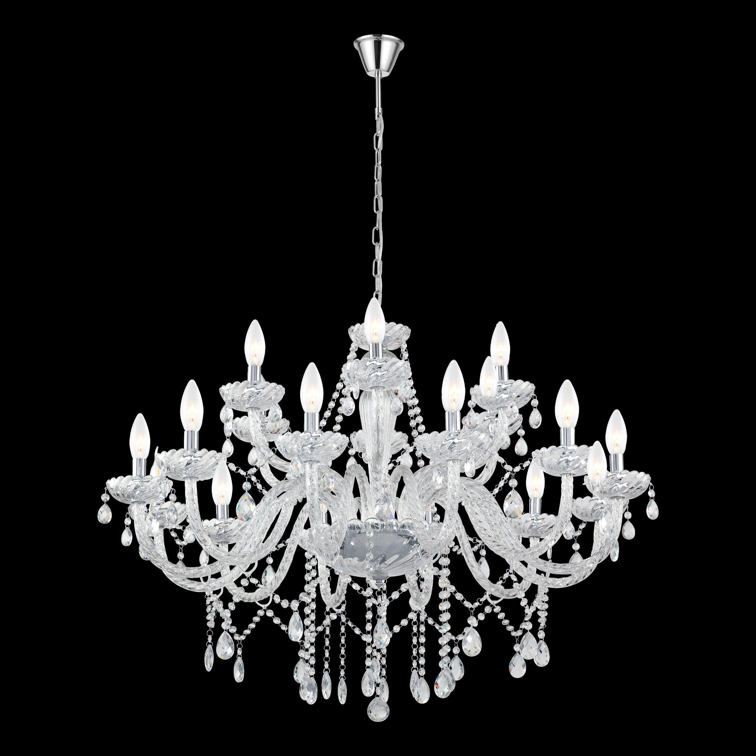 eglo basilano 1 18 light chrome clear glass chandelier living room close up