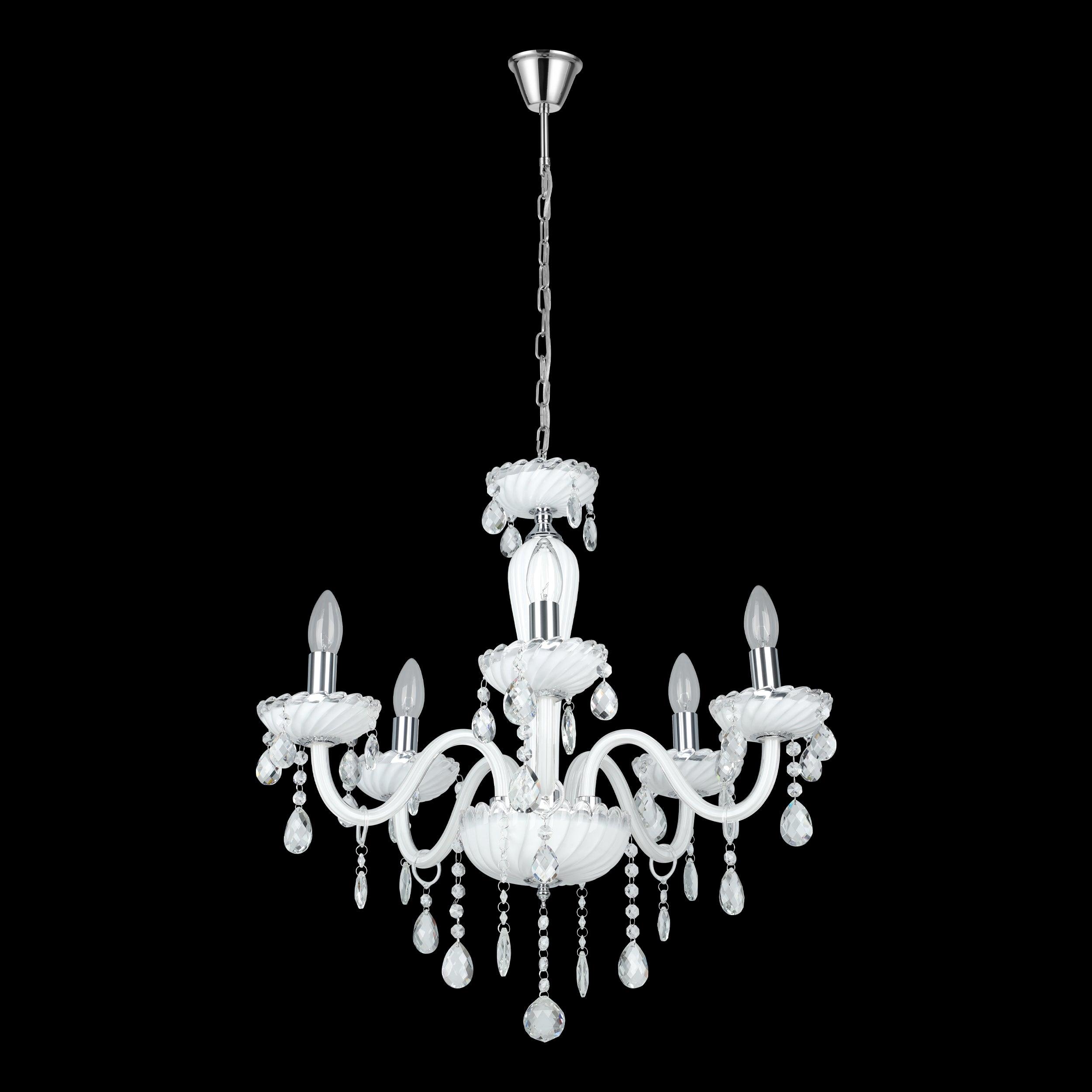 eglo carpento 5 light chrome white glass chandelier living room image