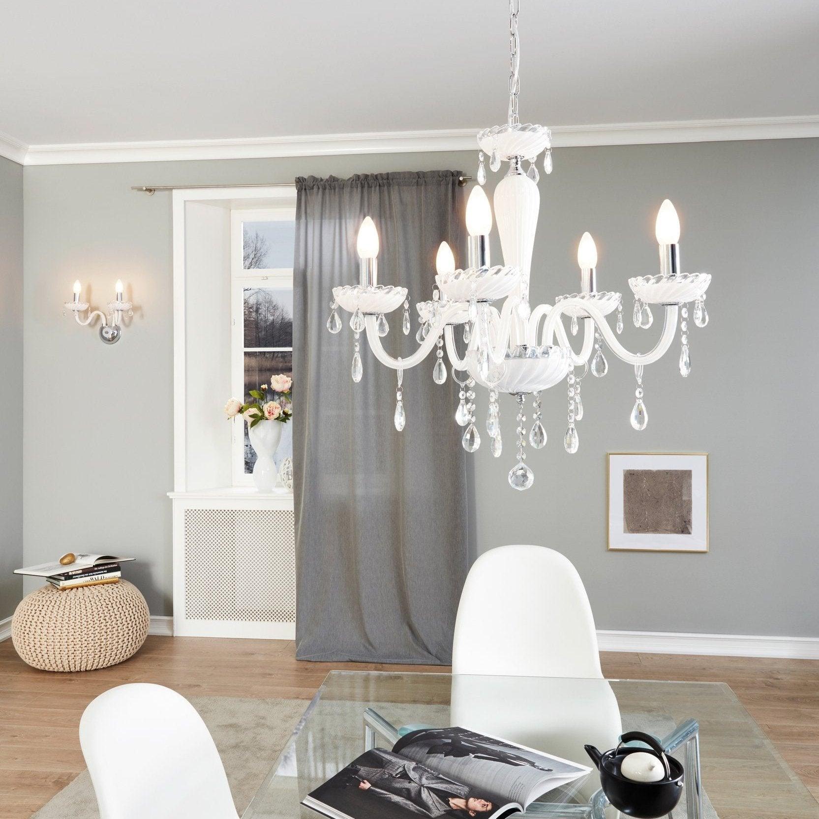eglo carpento 5 light chrome white glass chandelier