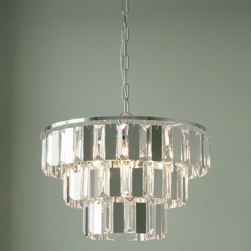 Eglo Erseka Crystal Glass & Chrome Ceiling Pendant - 38.5cm
