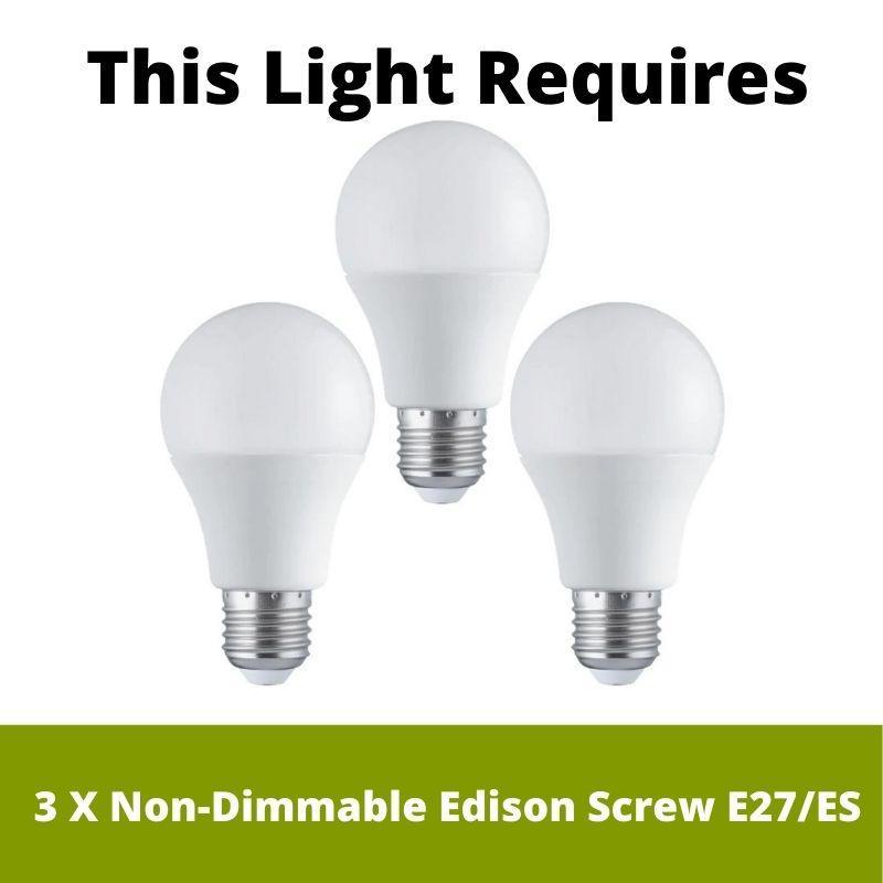 Searchlight Drum 3 Light Ceiling Flush - Grey Velvet Shade-warehouse-180926
