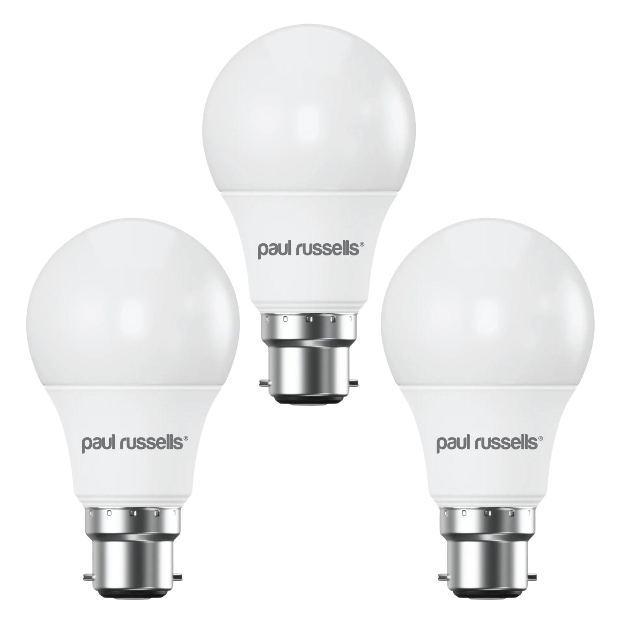 3 X LED Dimmable B22 8.5W (60W) Warm White GLS Bayonet Cap Light Bulbs