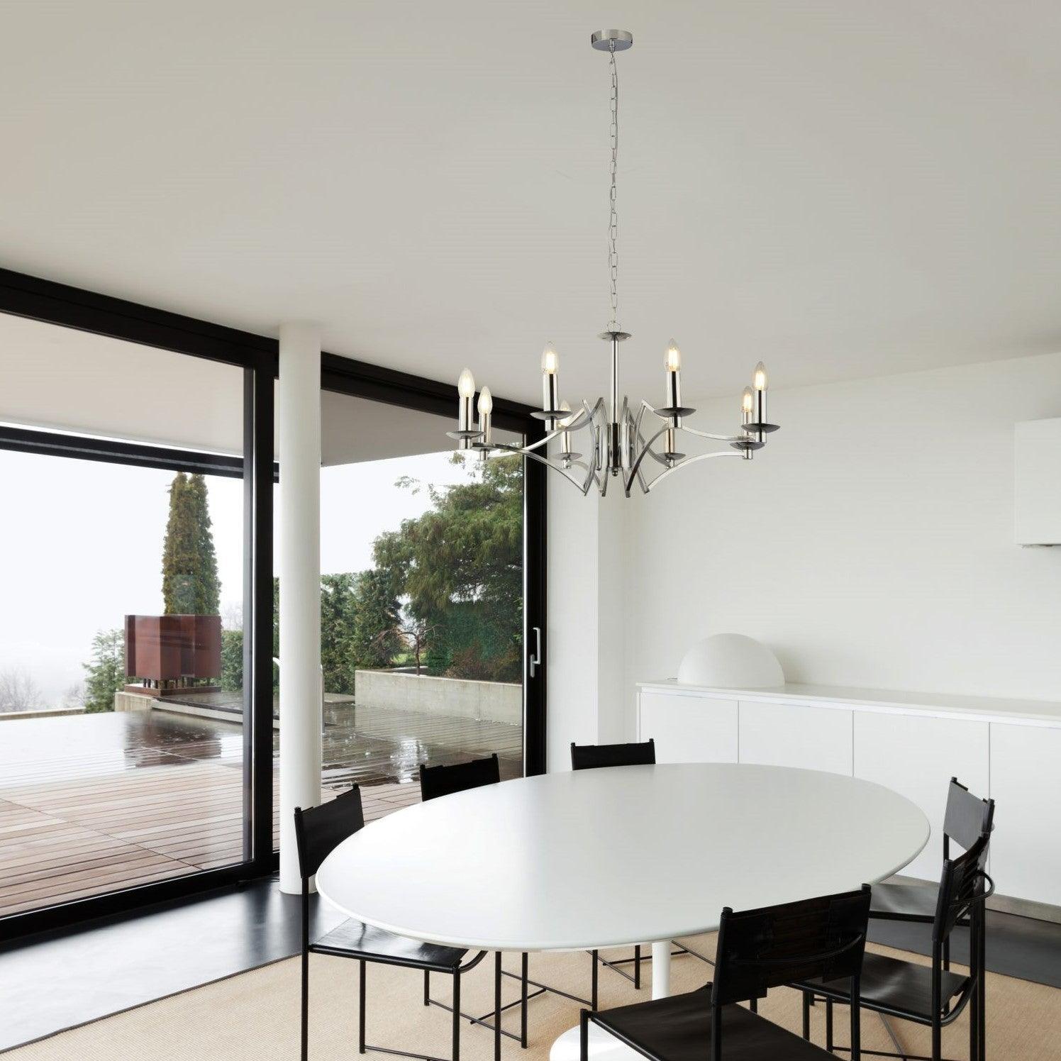 Searchlight Ascot 8 Light Chrome Chandelier-WAREHOUSE-40-200326