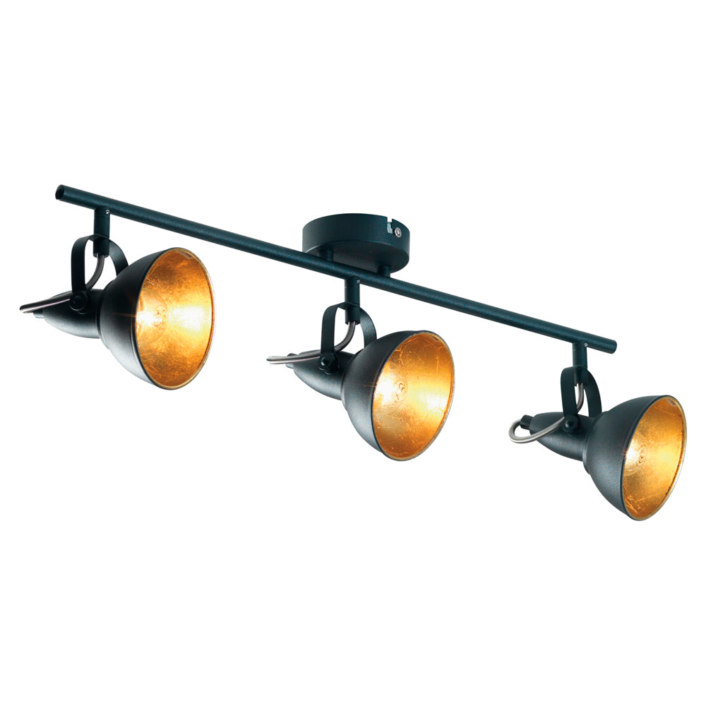 Jurva Urban Black With Gold Inner 3 Light Bar Spot Light